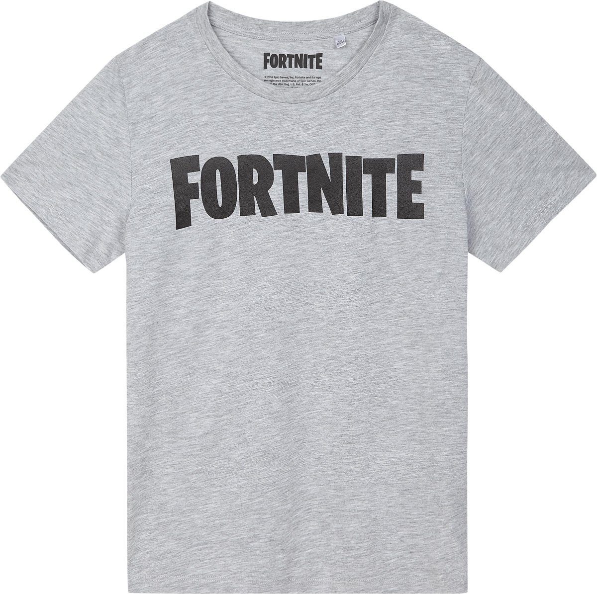Fortnite Print-Shirt M + T-Shirt 140 152 S Gr. 164 XS meliert Fortnite Jugendliche grau Kinder Erwachsene