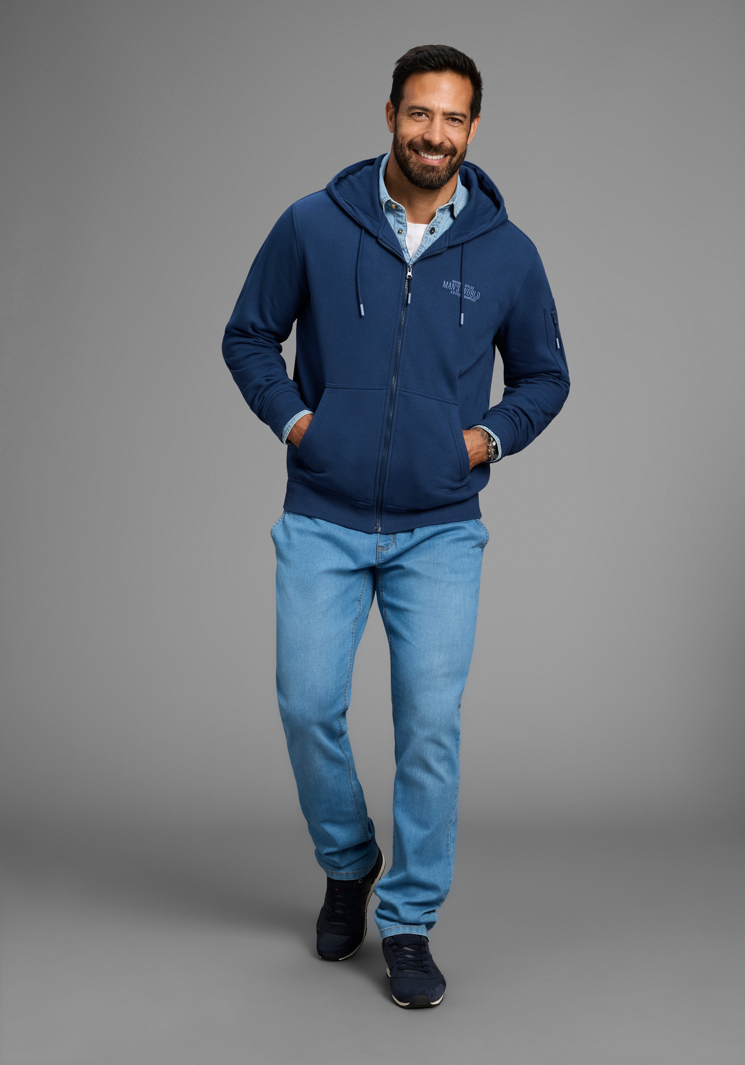 Man's World Kapuzensweatjacke Langarm, mit Print, mit Kapuze, Tasche am Ärmel – Bild 5 von 5