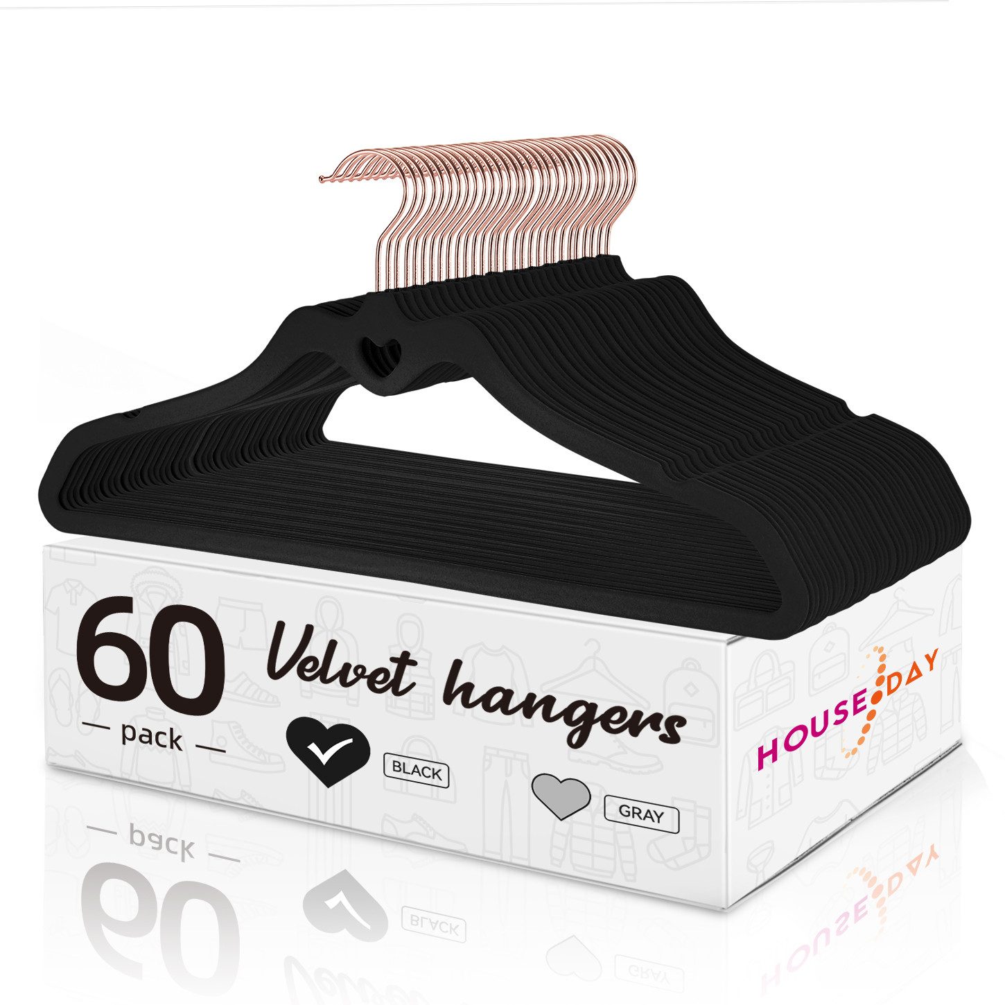 House Day Kleiderbügel Samt, herzförmig dünne Samt Kleiderbügel rutschfest, günstig online kaufen