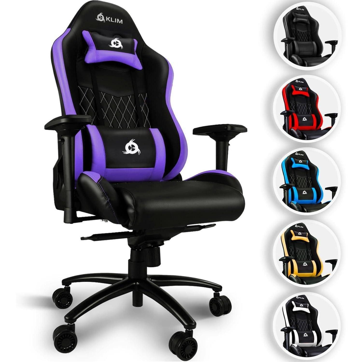 LuxusKollektion Gaming-Stuhl Gaming Stuhl Lila - NEU - Lenden- und Nackenstütze - Verstellbar