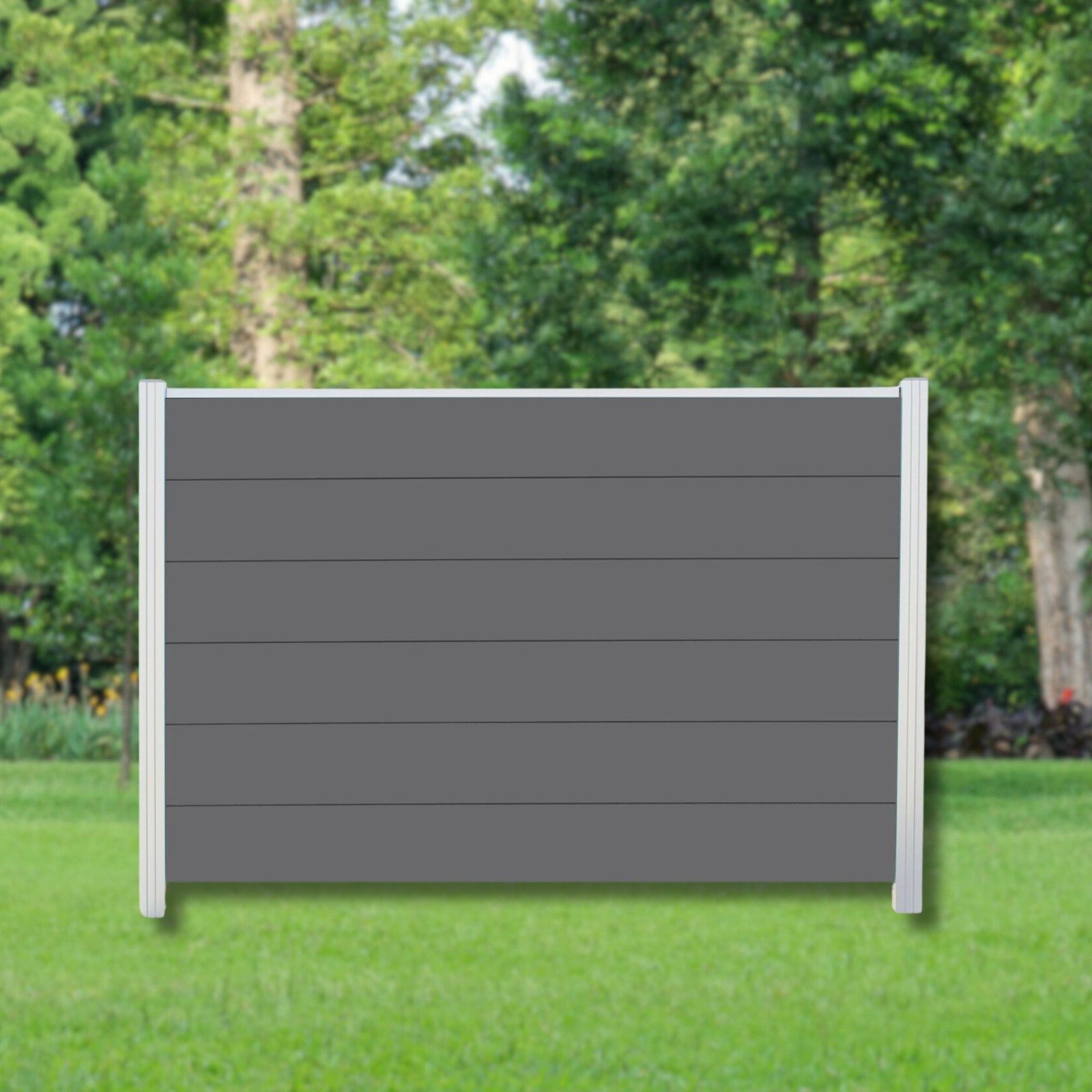WPC Profi Zaun Komplettset Sichtschutzzaun Gartenzaun Alupfosten Anthrazit 180x120 cm, (Komplettset, mit Start- und Abschlussleisten, Pfosten und Zubehör)