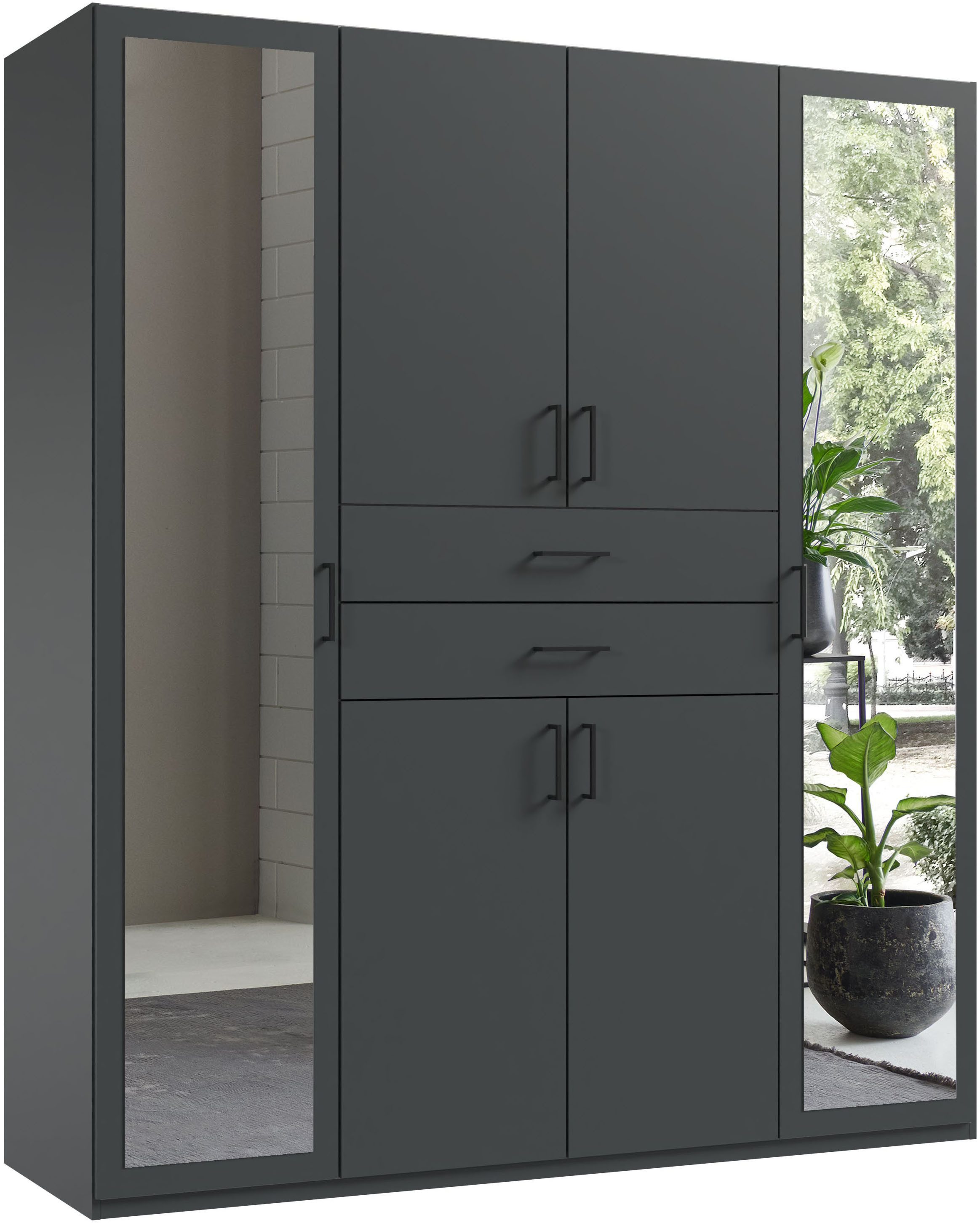 Wimex Kleiderschrank Diver Drehtürenschrank mit Spiegel, 180, 225 o. 270cm breit Bestseller Schlafzimmerschrank wahlweise 3 Innenausstattungen