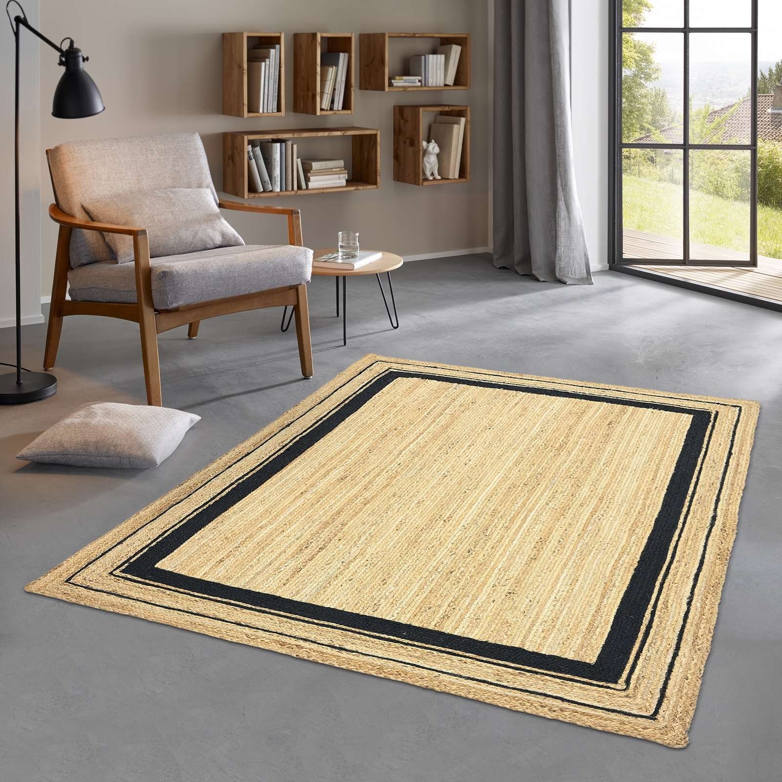 TaraCarpet Teppich Jute Durry Bordüre Flachgewebe günstig online kaufen