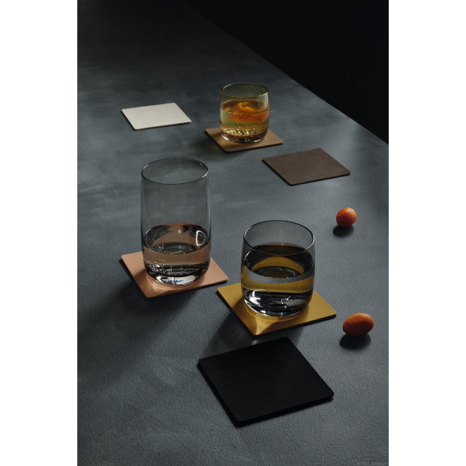 ASA SELECTION Getränkeuntersetzer Asa Untersetzer-Set Lederoptik Powder (4-teilig)