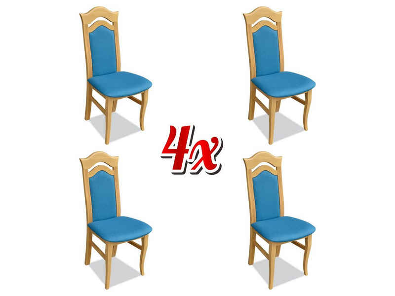 JVmoebel Stuhl, Garnitur 4x Stühle Lehn Design Sitz Polster Massiv Holz Esszimmer Gruppe Stuhl