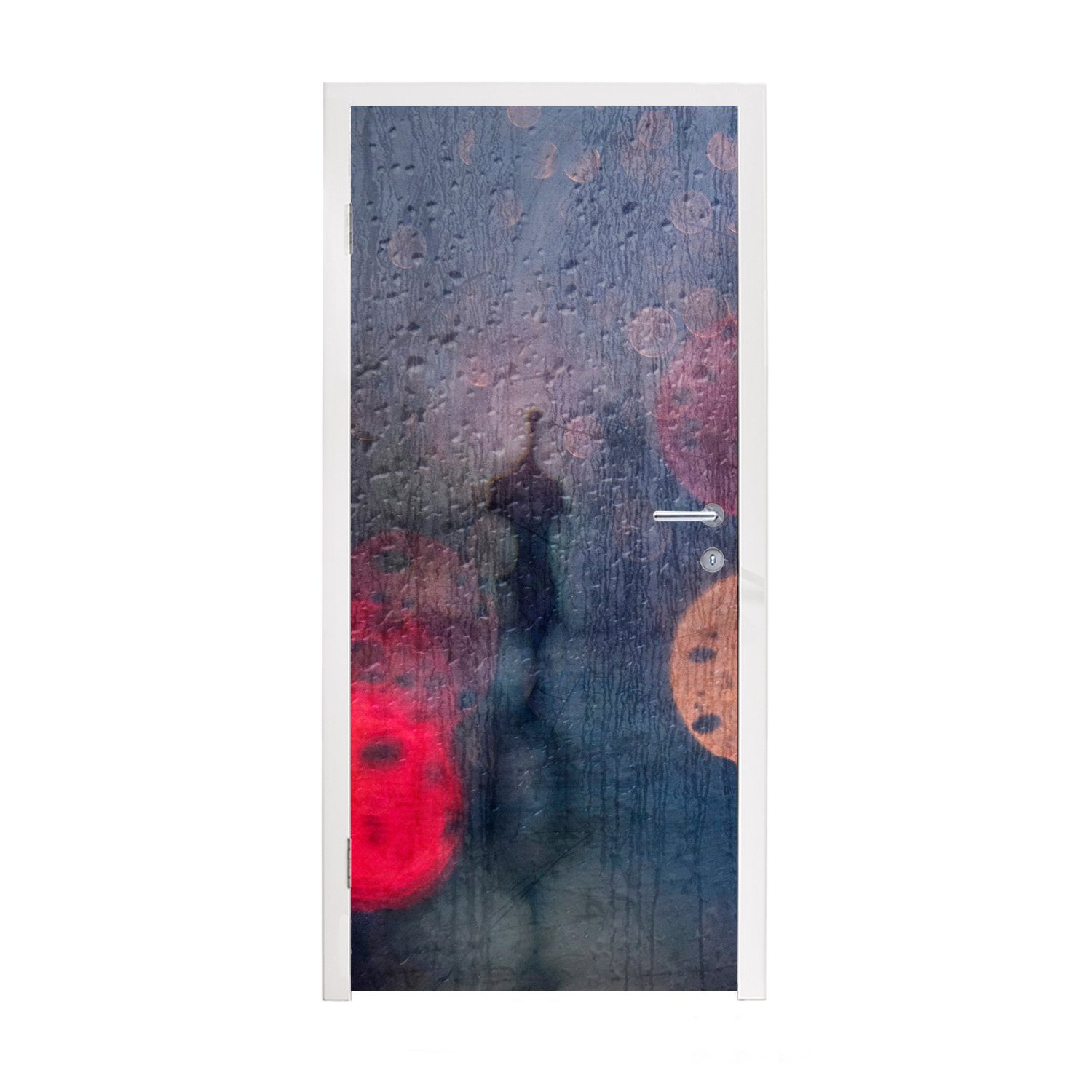 Regen, - 75x205 Farben St), Türaufkleber, Tropfen Abstrakt bedruckt, MuchoWow - für Fototapete Tür, Matt, cm (1 Türtapete -