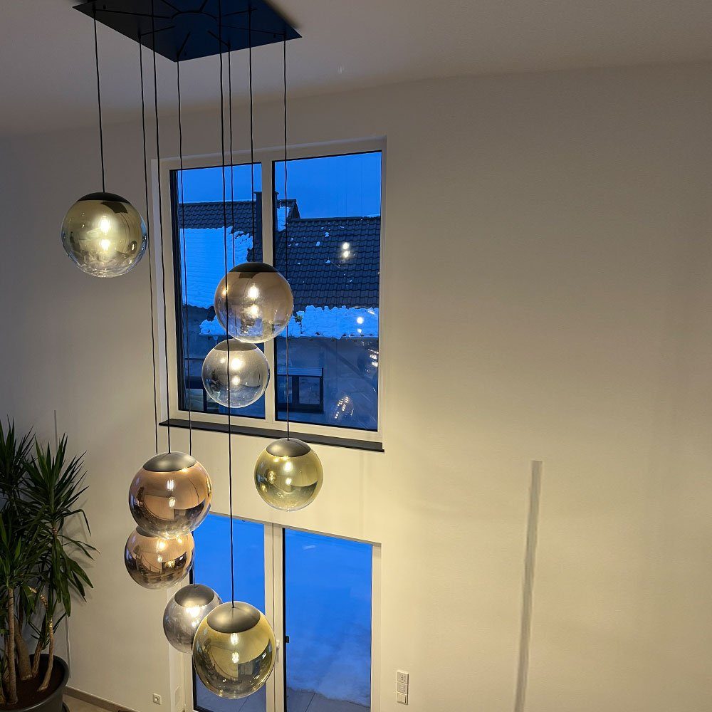 s.luce Pendelleuchte XL Galerieleuchte Progress 8-flammig mit Modular Baldachin Rauchfarben