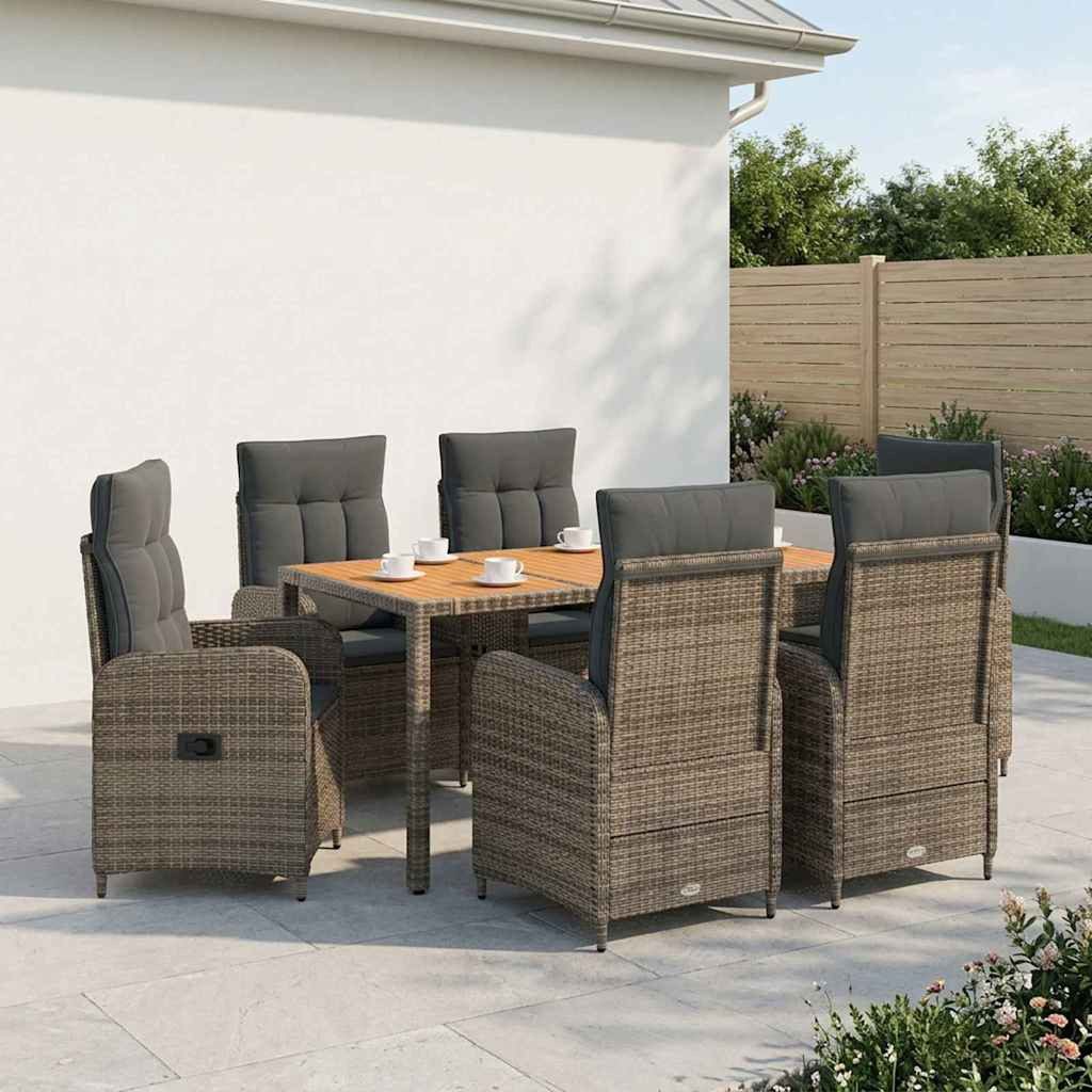 vidaXL Gartenlounge-Set Outdoortisch-Set 7 stk. Hellgrau und Dunkelgrau, (7-tlg)