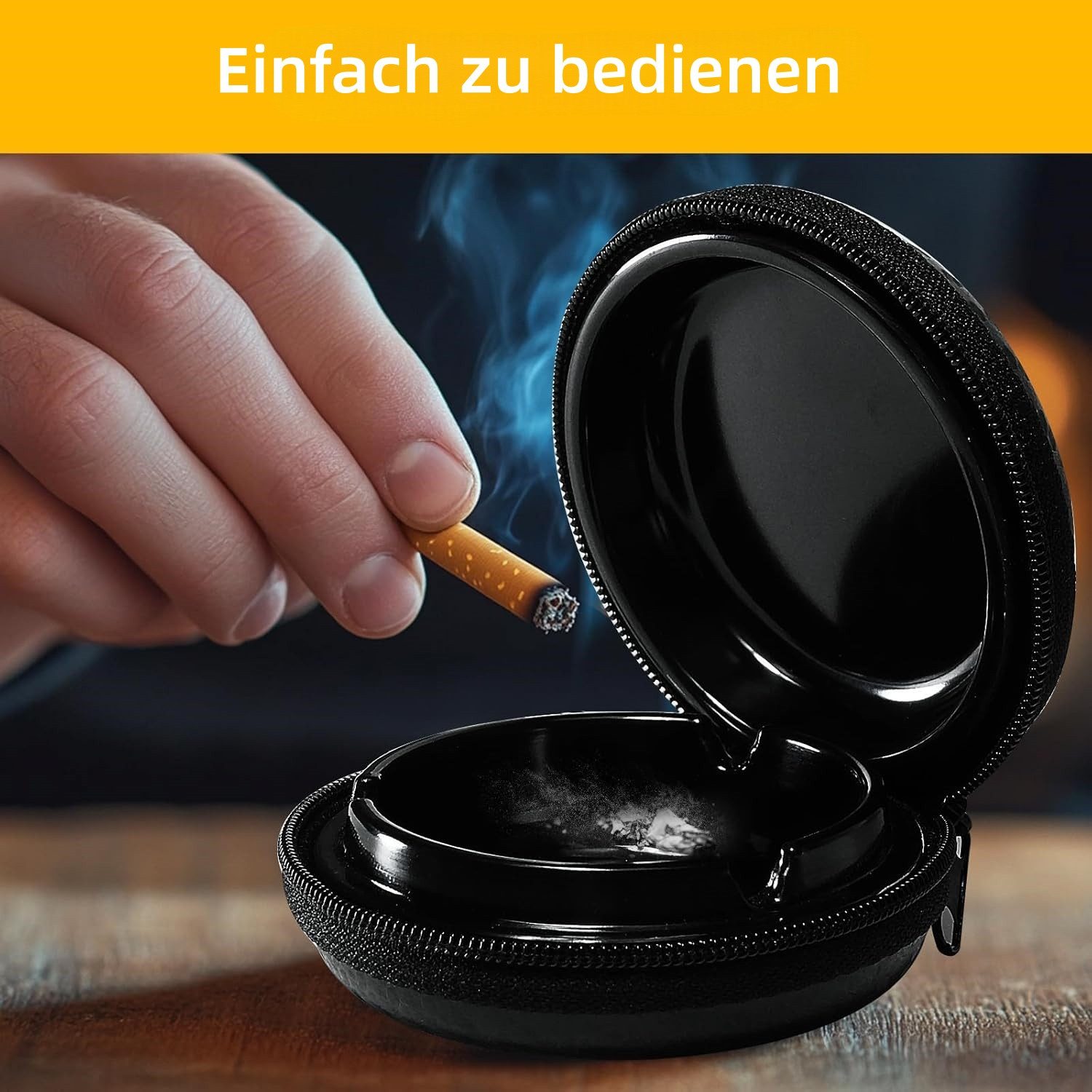 FOUORTUNATE-BEE Aschenbecher Taschenaschenbecher mit Schlüsselring – ideal für Reise & Camping, Tragbarer Aschenbecher mit Deckel für unterwegs und Outdoor