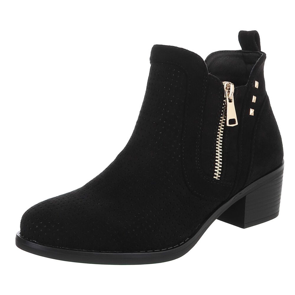 Ital-Design Modische Stiefelette mit Reißverschluss und Perforation Sommerb günstig online kaufen