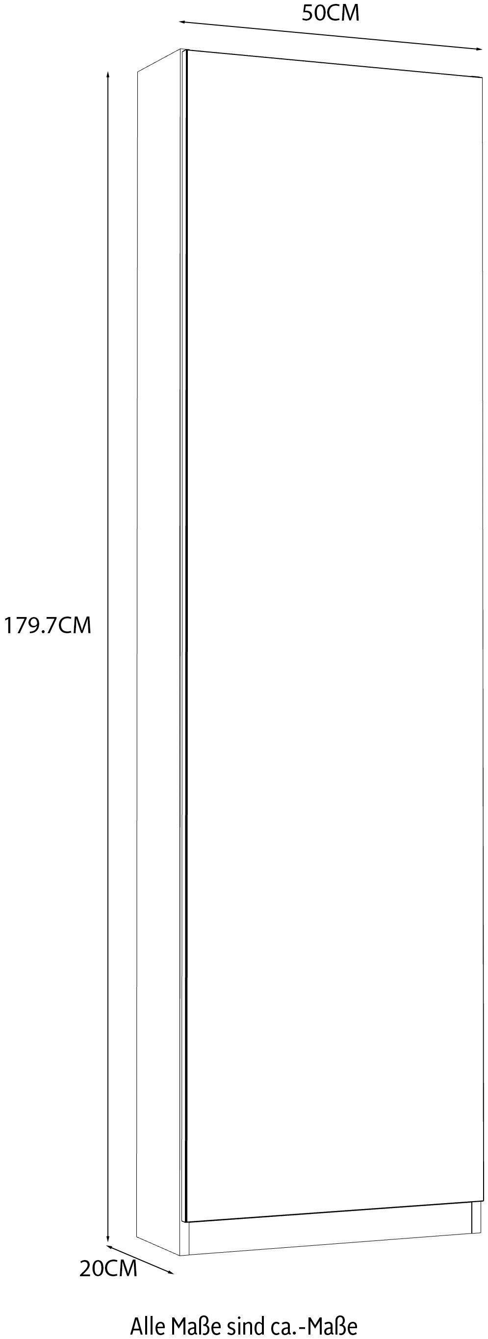 FORTE Schuhschrank Calma Schuhschrank, Spiegeltüre, 12 Paar Schuhe, Türanschlag wählbar (B/H/T : 50/179,7/20 cm) Schuhschrank mit Spiegeltüre, 180cm hoch, 12 Paar Schuhe