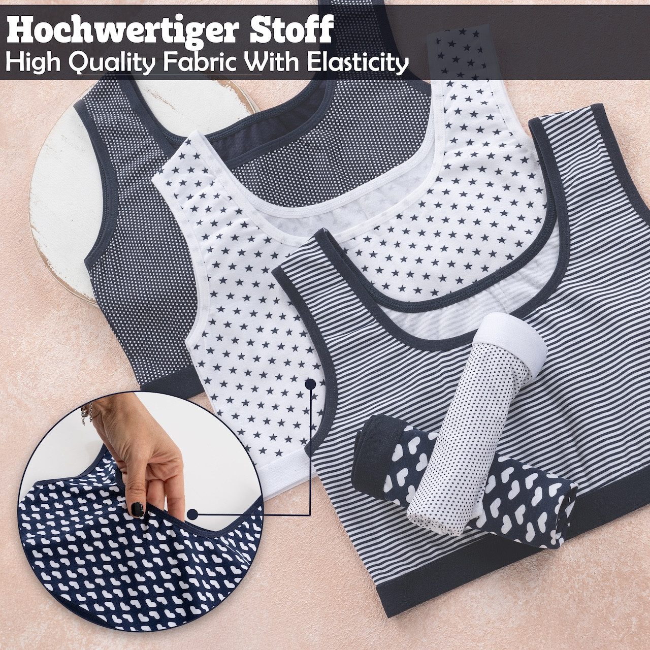 LOREZA Bustier 5 Mädchen Bustier Baumwolle Unterwäsche Sport BH 128-170 (Set, 5-tlg., 5er-Pack)
