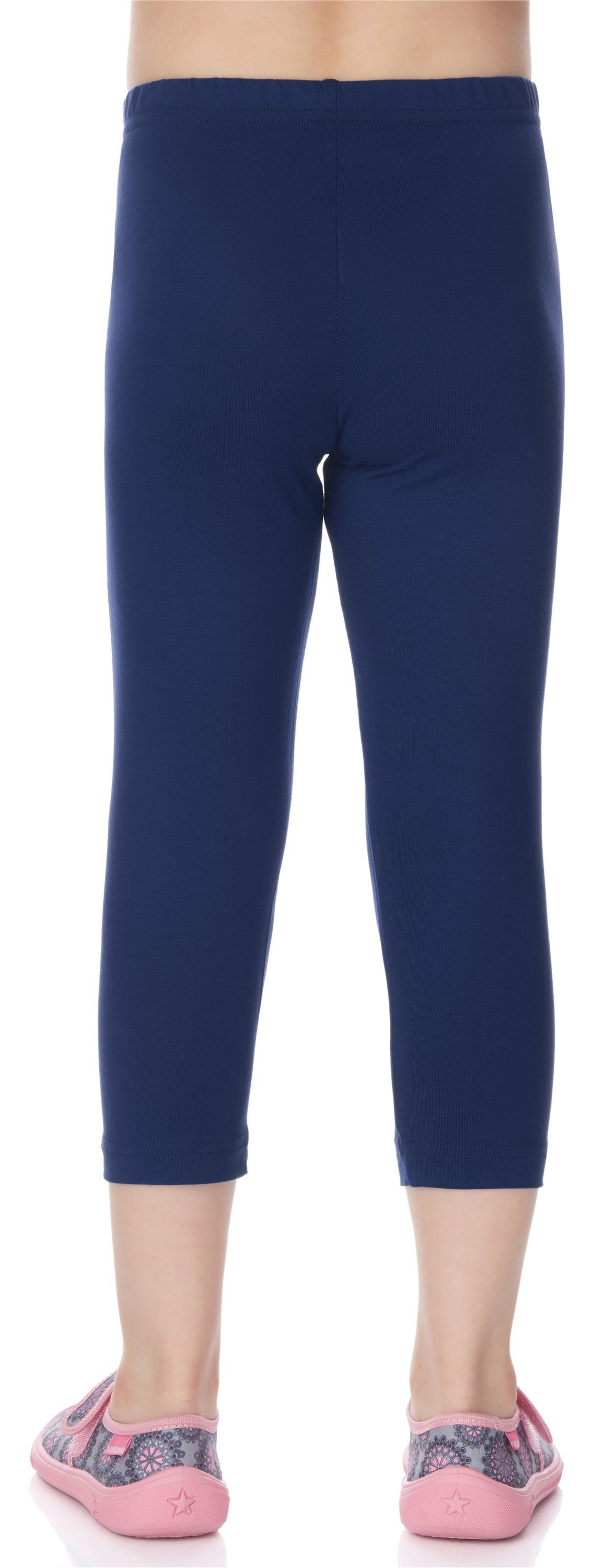 Viskose 3/4 Style Leggings Capri aus Merry (1-tlg) Leggings Marineblau Bund Mädchen elastischer MS10-131