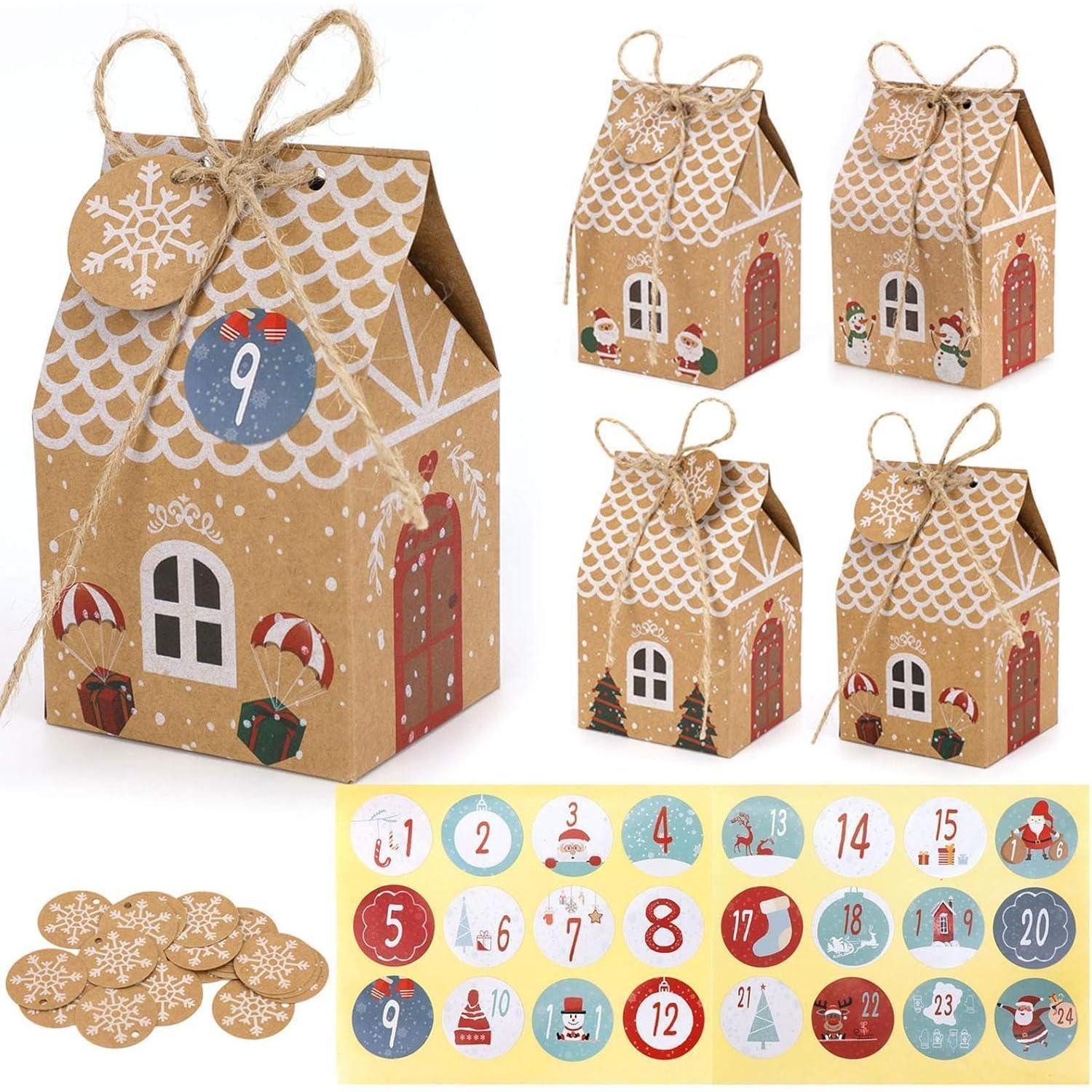 LuxusKollektion DIY-Adventskalender Adventskalender zum Befüllen 24 Kisten Bastelset mit Zahlenaufklebern