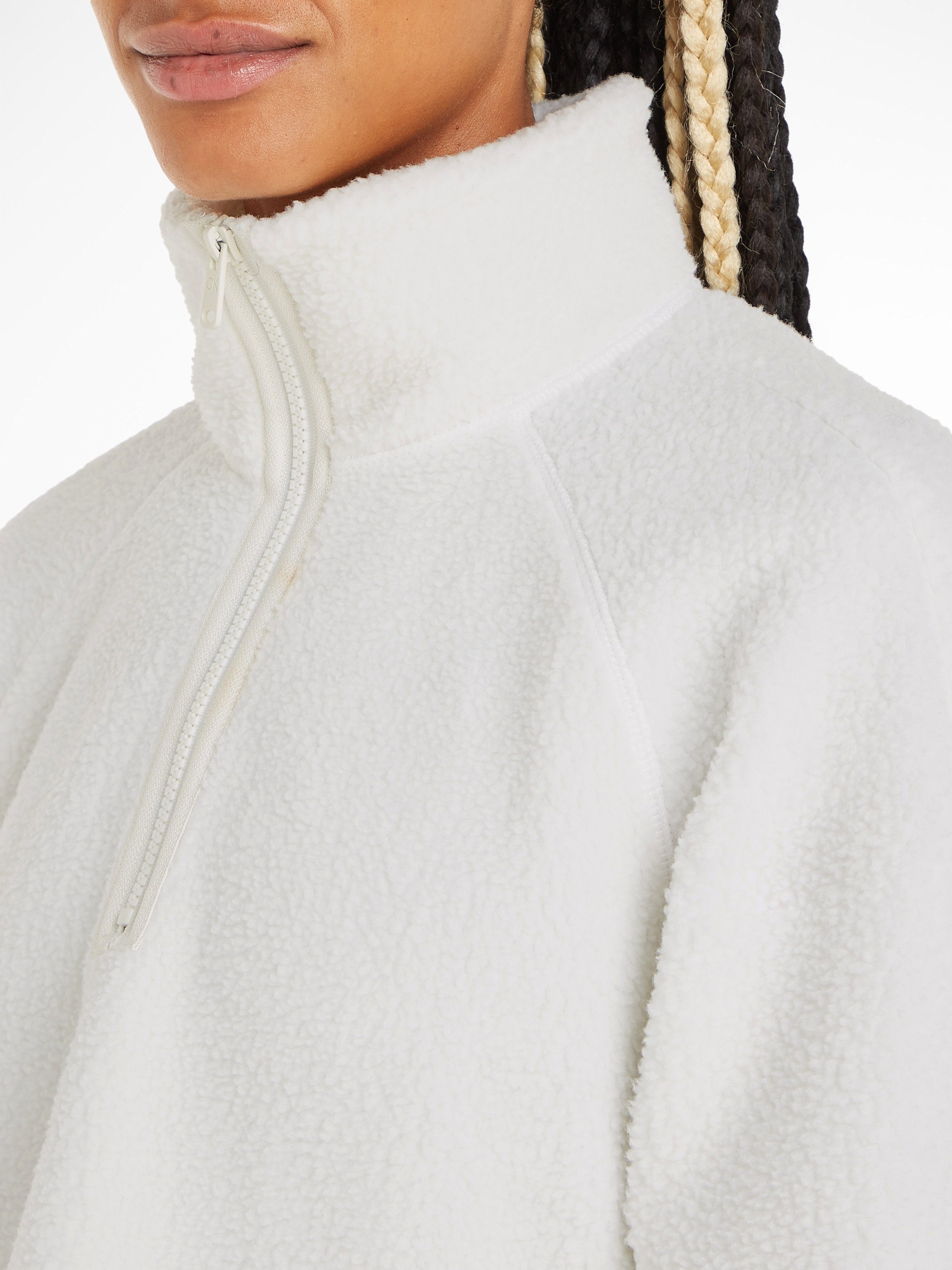 Calvin Klein Sport Stehkragenpullover ecru HYBRID Pullover - Sherpa