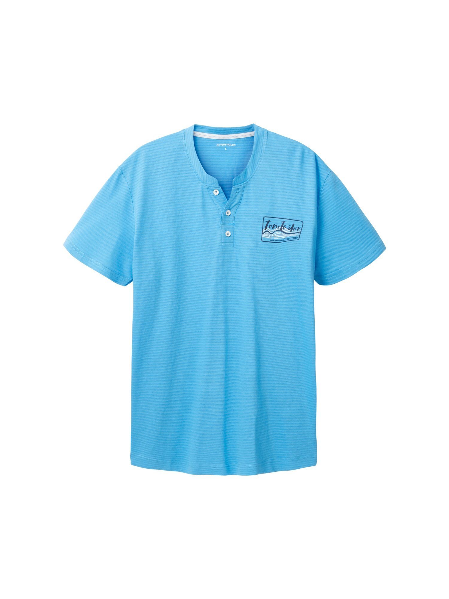 Henley TAILOR (1-tlg) Kurzarmshirt Henleyshirt blau T-Shirt TOM gestreift