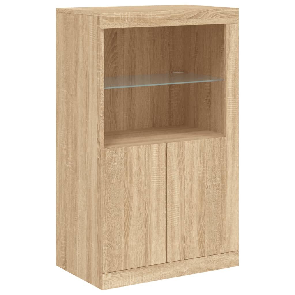 vidaXL Beistellschrank Beistellschrank mit LED-Leuchten Sonoma-Eiche Holzwerkstoff (1-St)