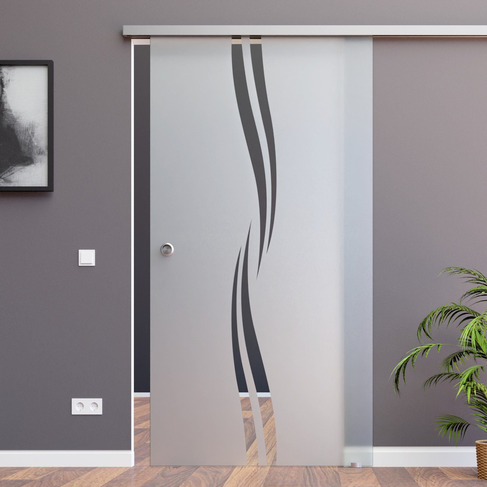 AMOD Glasschiebetür M2 (SlimLine, Komplett Set), mit Griffmuschel und SoftS günstig online kaufen