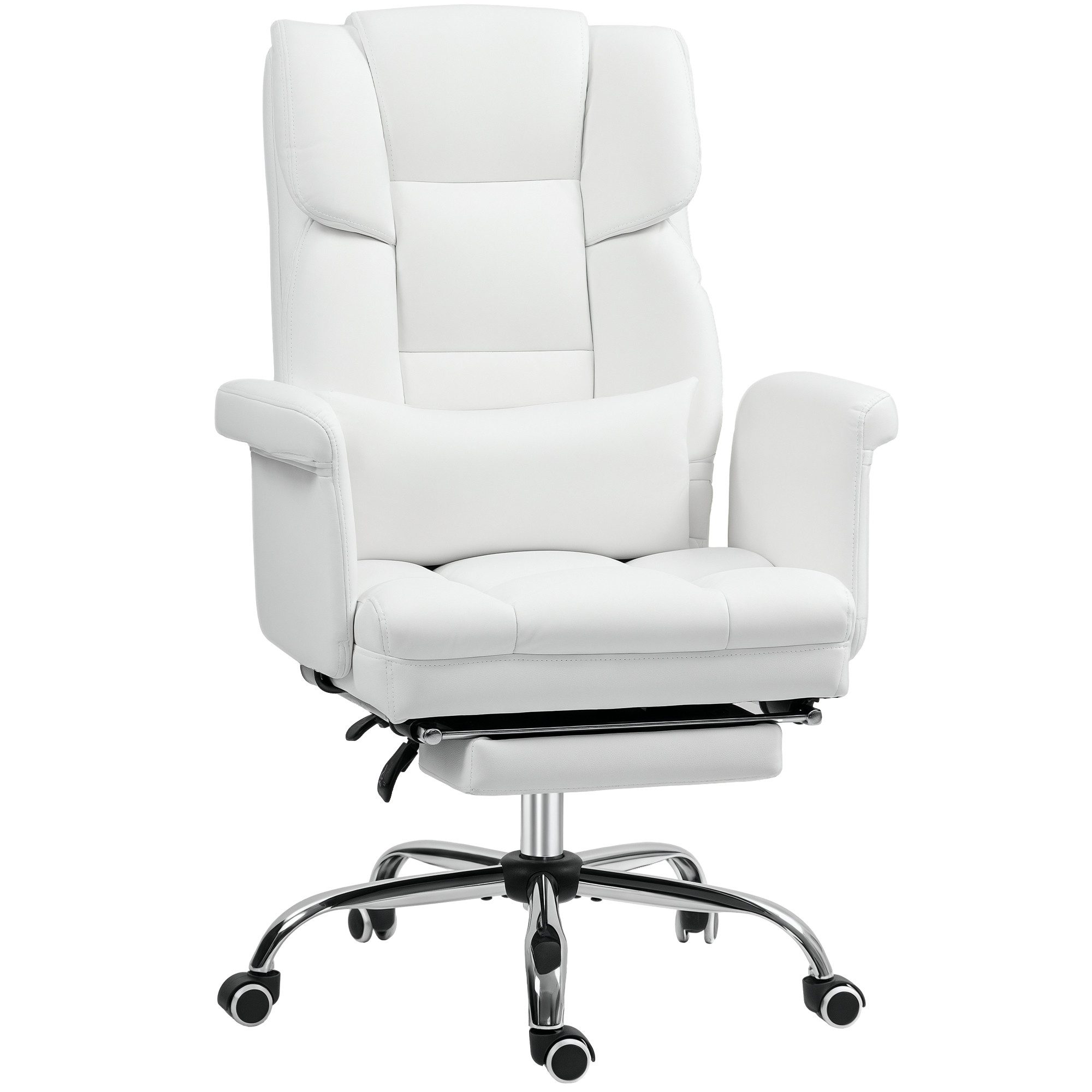 HOMCOM Schreibtischstuhl Bürostuhl Ergonomischer mit Lendenwirbelstütze, Drehstuhl (Computerstuhl, 1 St), für Home-Office, Kunstleder, Weiß
