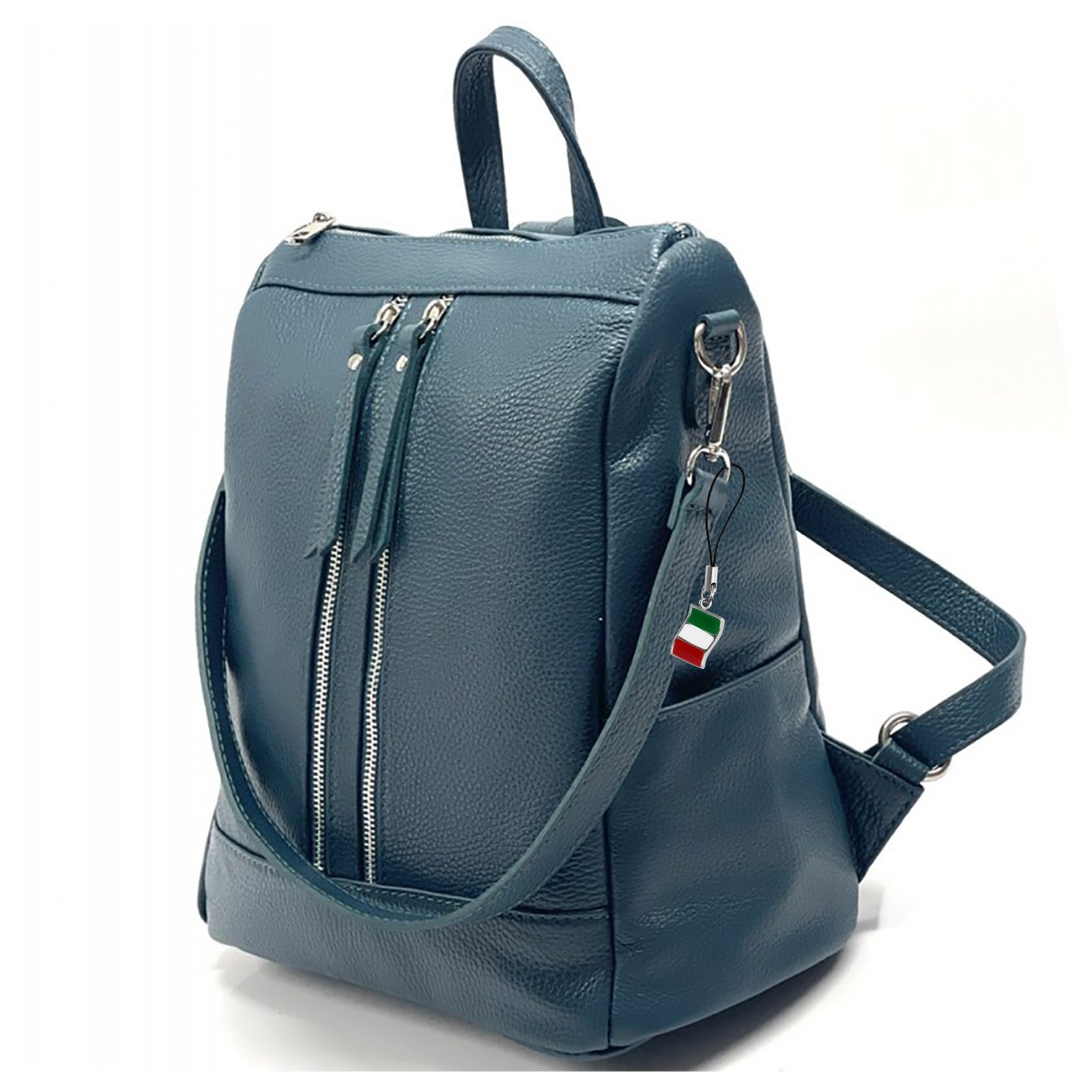 FLORENCE Cityrucksack Florence Rucksack Damen Echtleder, Damen Cityrucksack Leder, türkis ca. 30cm x 33cm hoch