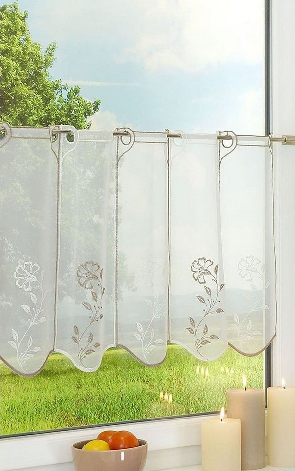 Scheibengardine Blümchen, LYSEL®, (1 St), transparent, HxB 30x48cm