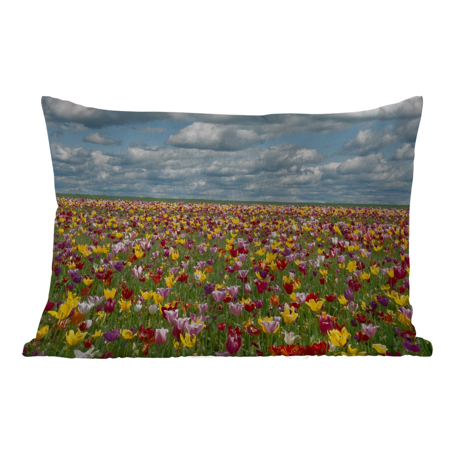 Dekokissen Polyester, Wolken, Dekokissenbezug, - MuchoWow Kissenhülle - Farben Outdoor-Dekorationskissen, Tulpen