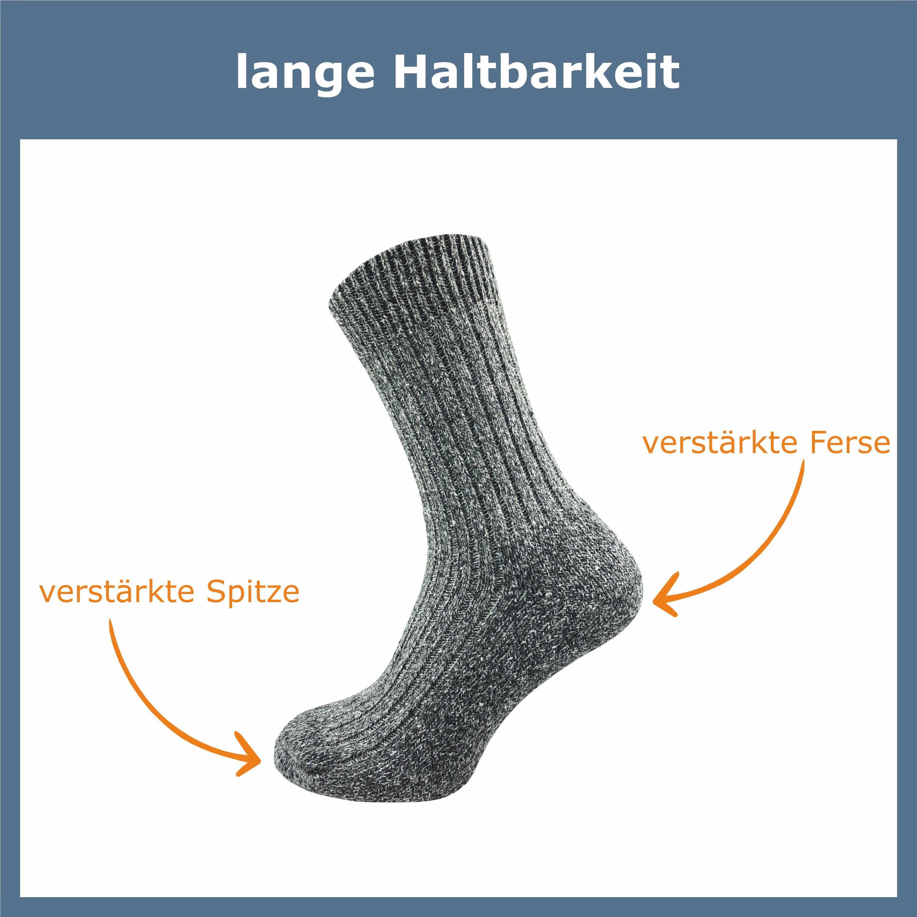 GAWILO Norwegersocken für warme Wintersocken 70% Fersenpolster gegen Thermosocke Herren kalte aus - - für Füße Paar) grau (10 Füße Plüschsohle Dickes Wolle und