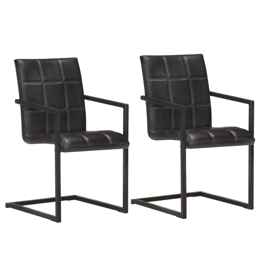 vidaXL Esszimmerstuhl Консоль 2 Stk. Schwarz Echtleder (2 St)