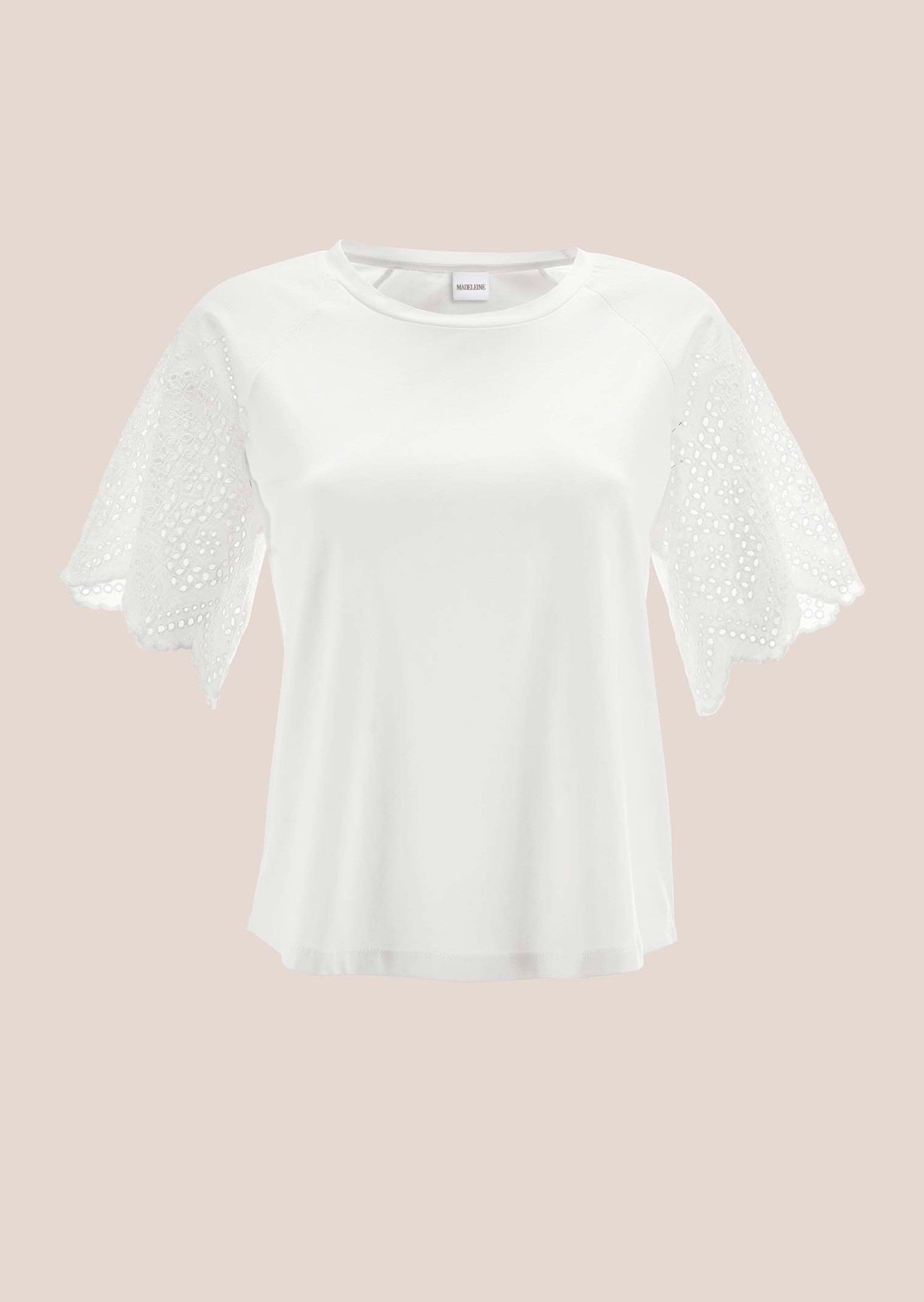 Shirtbluse Kurzes Sommerbluse mit Lochstickerei
