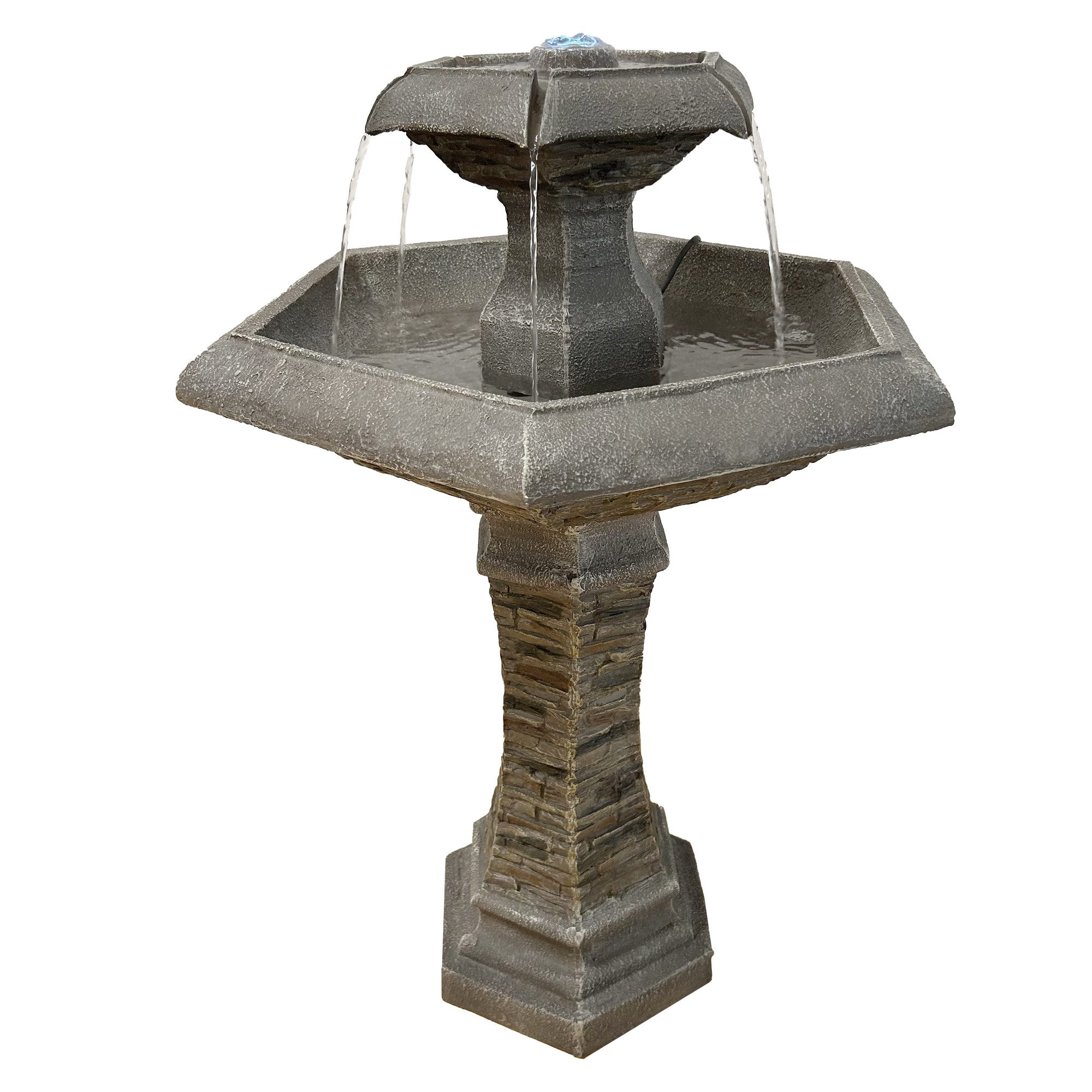 Köhko Gartenbrunnen Köhko® Hexagon Eleganz Gartenbrunnen mit LED Beleuchtun günstig online kaufen