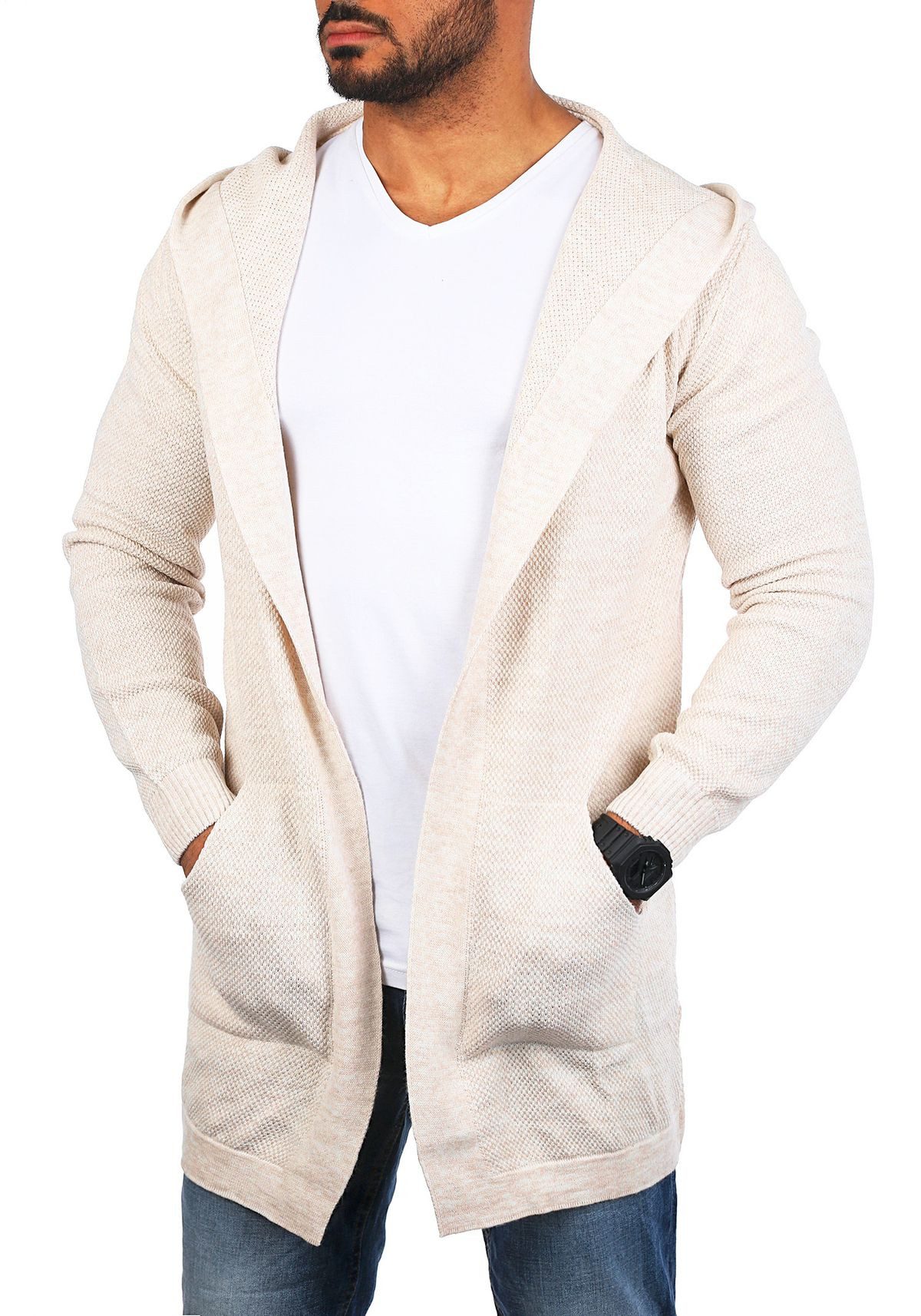 CARISMA Cardigan Herren leichte Herren Feinstrick Weste Strickjacke lange Passform 7717 in Unifarbe