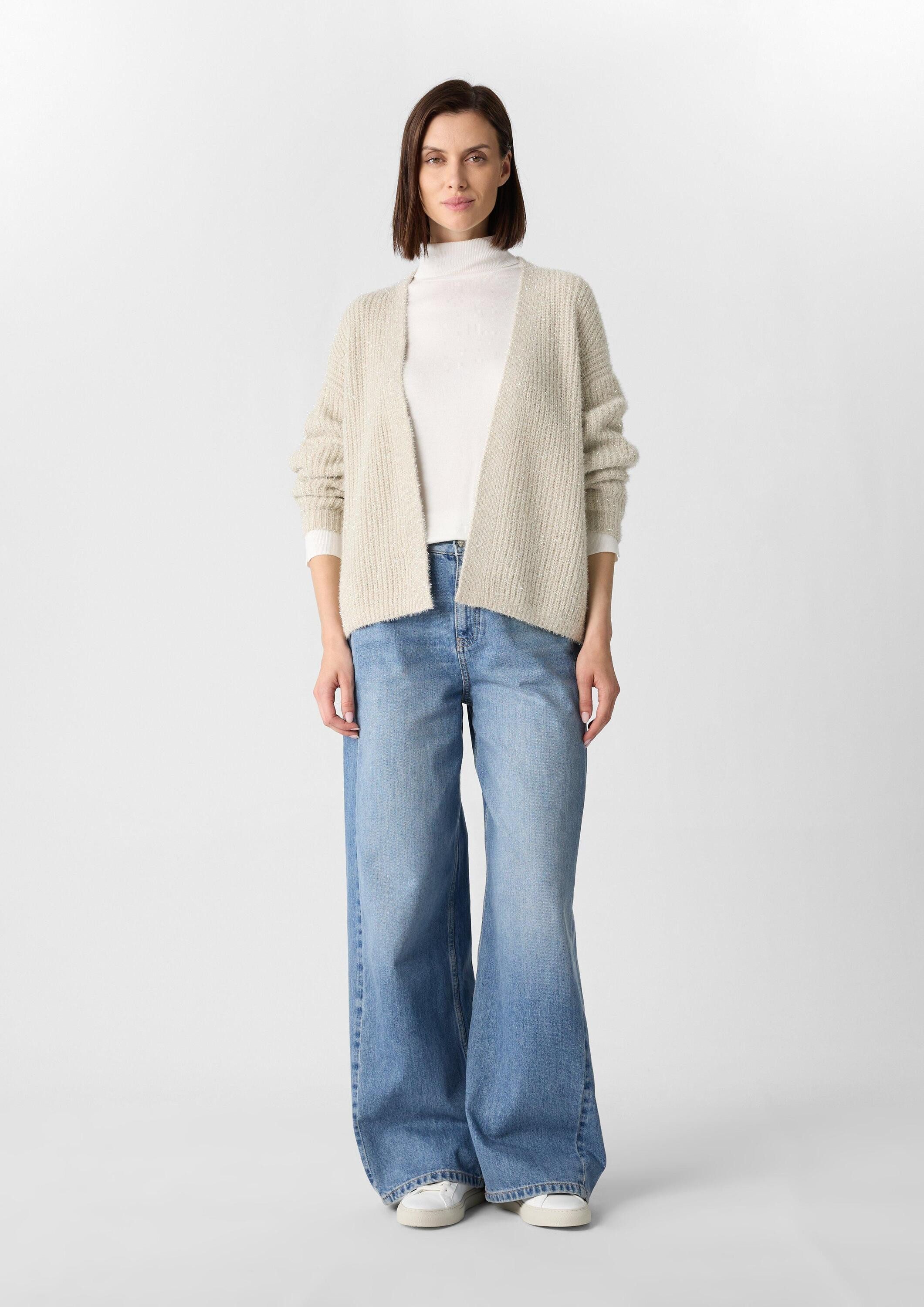 comma Cardigan Strickjacke Weicher Cardigan mit Glitzergarn