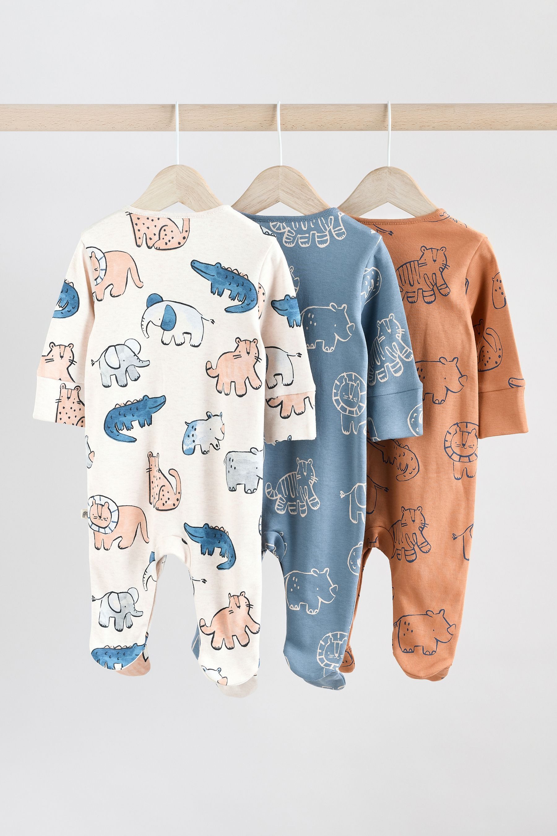 Next Schlafoverall Gerippte Babyschlafanzüge, 3er-Pack (3-tlg)