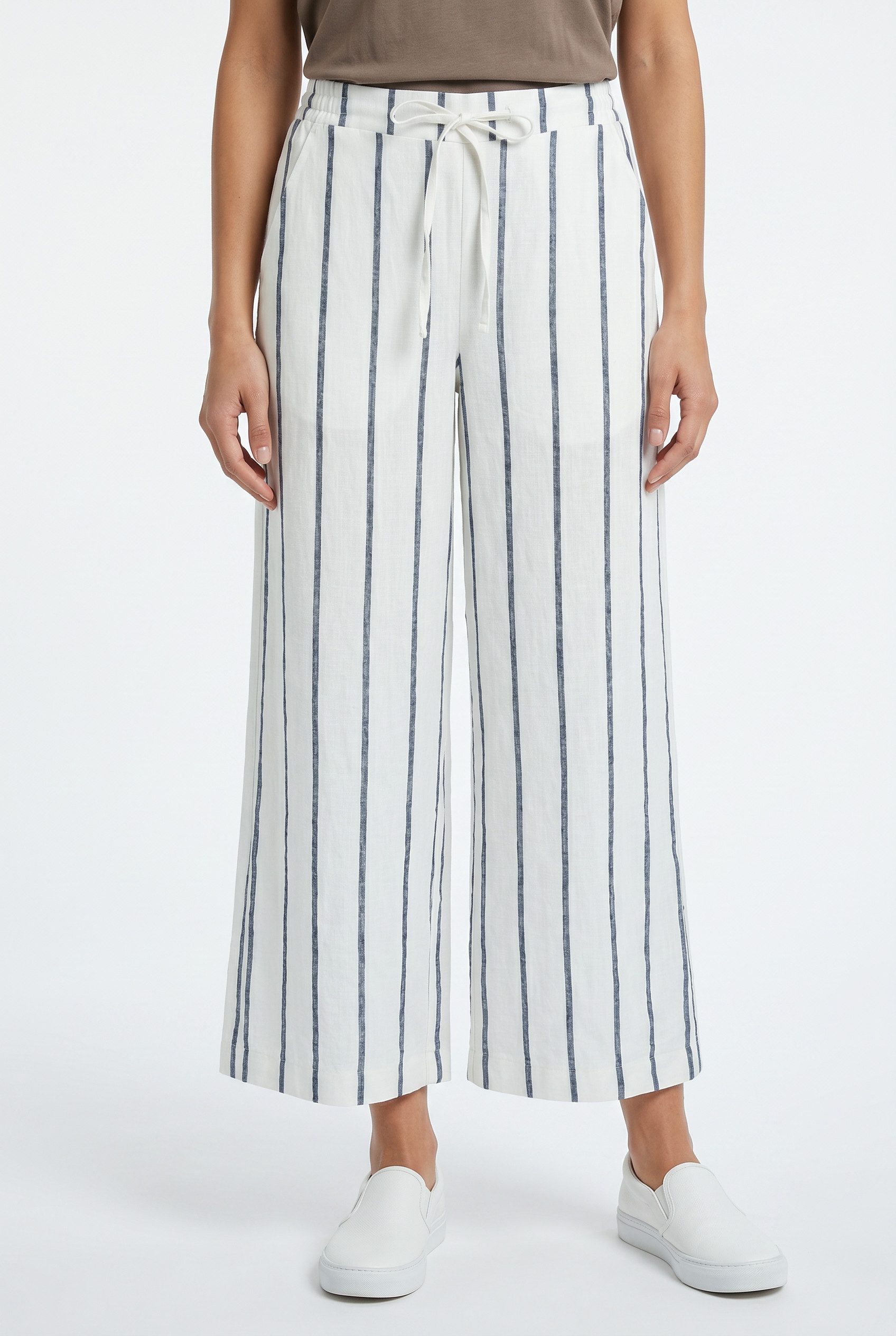 MAC Leinenhose gestreift mit Kordelzug