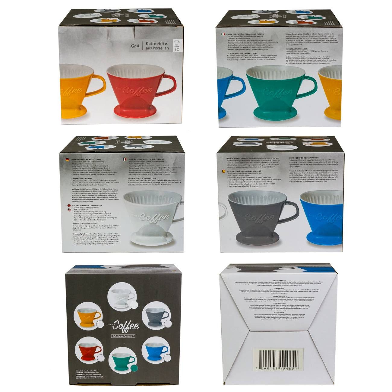 Creano Handfilter Creano Porzellan Kaffeefilter (Jadegrün), Porzellan, für Filtergröße 4