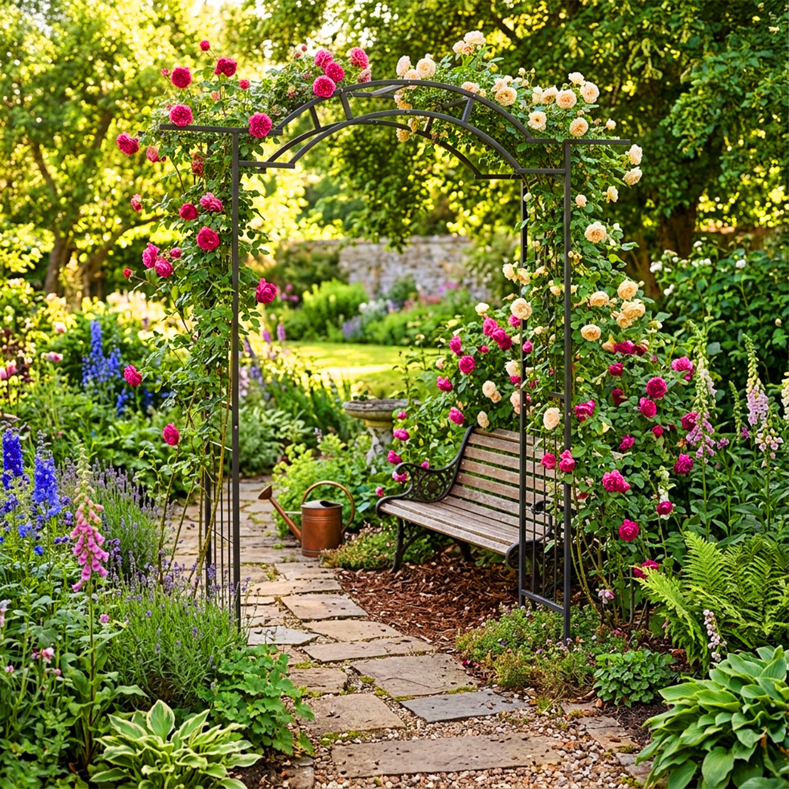 relaxdays Rosenbogen Schwarzer Rosenbogen aus Stahl