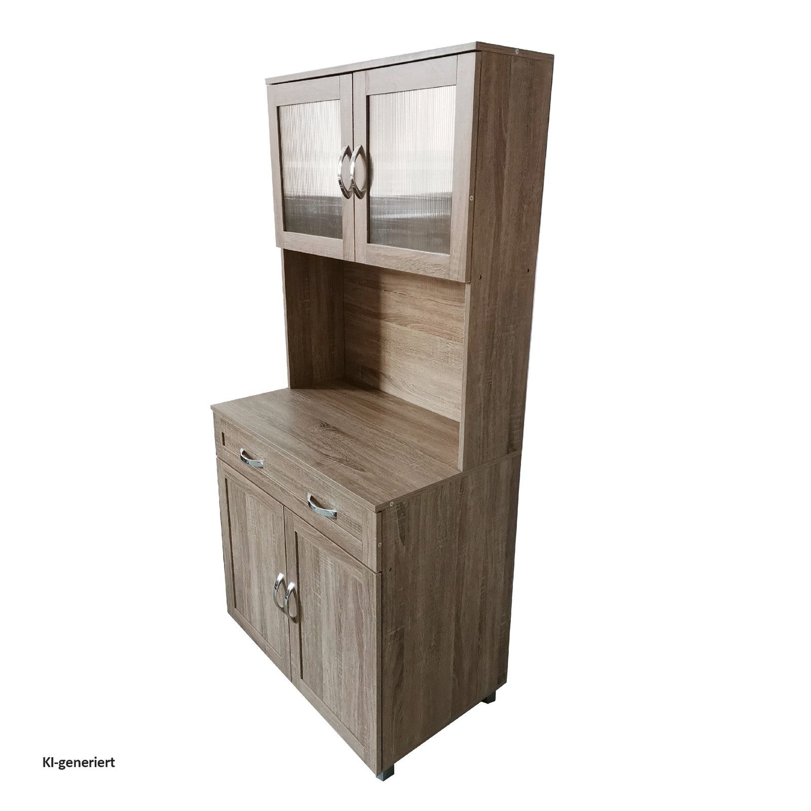 HTI-Living Hochschrank Küchenbuffet mit Glasteil Sonoma Blanca (Stück, 1-St., 1 Schrank) Küchenschrank Hochschrank – Bild 4 von 5