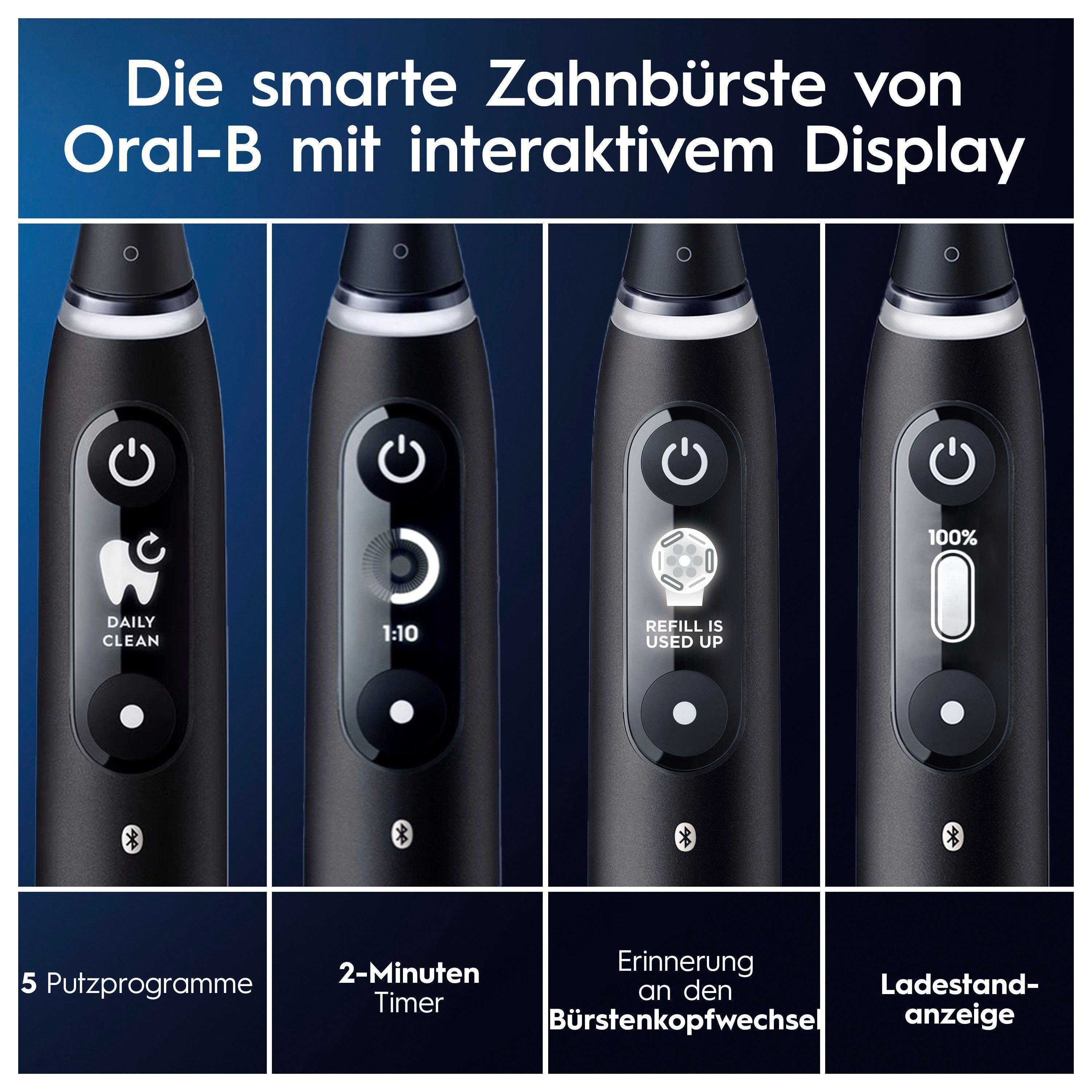 Aufsteckbürsten: iO Display, Oral-B Reiseetui Black Elektrische Putzmodi, 2 mit Zahnbürste Onyx St., Magnet-Technologie, 7, 5