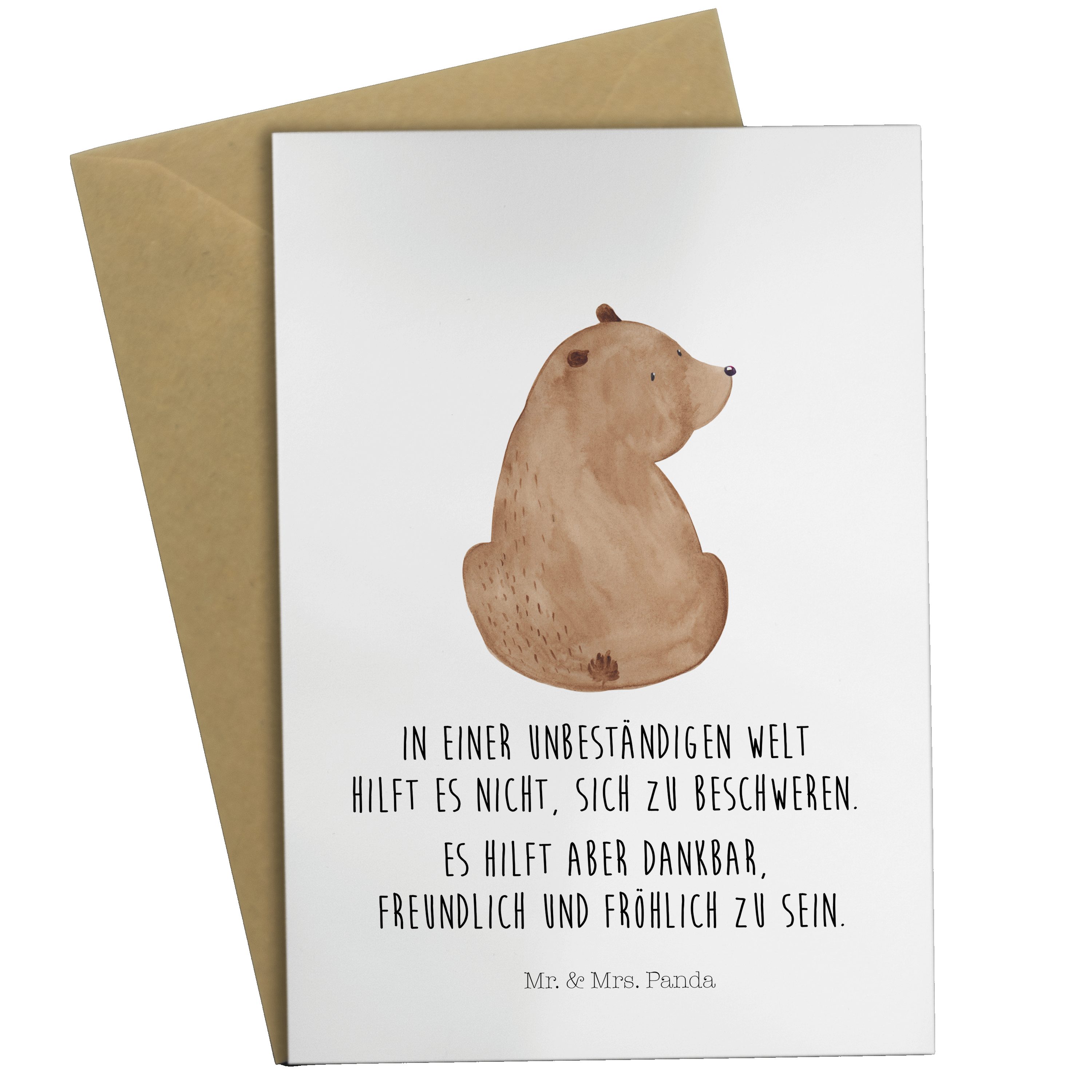 Mr. & Mrs. Panda Grußkarte Bär Schulterblick - Weiß - Geschenk, Weisheit, Teddy, Bären, Weltansi