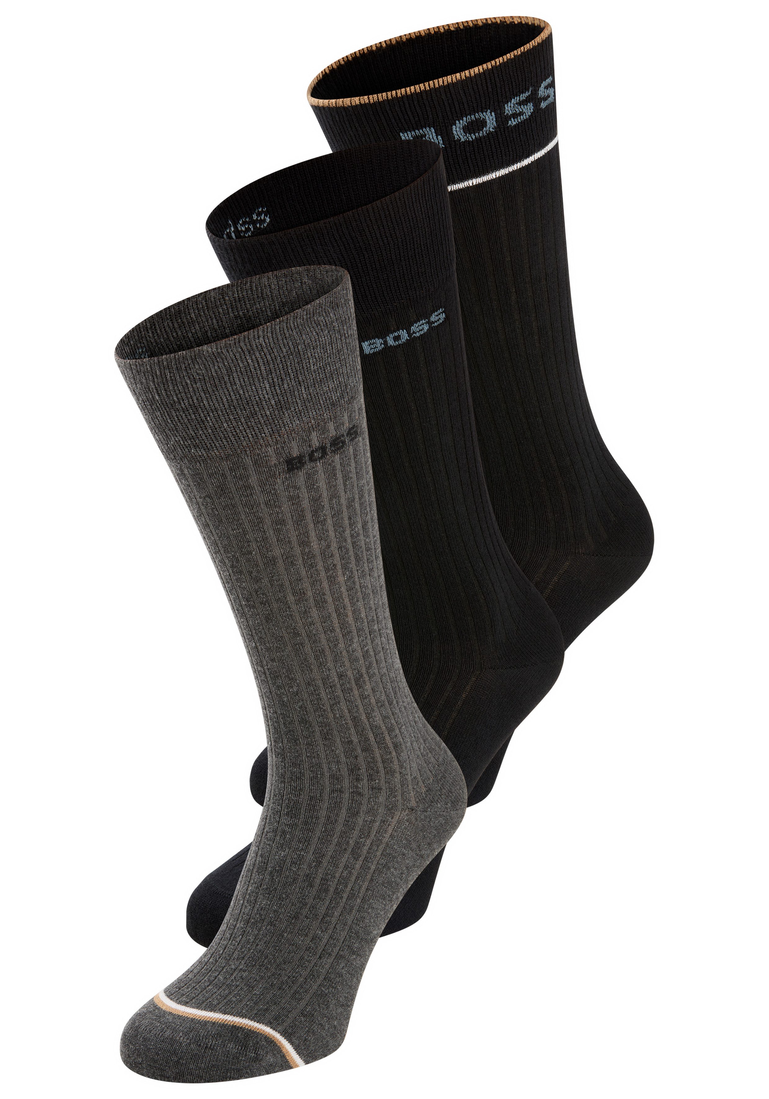 BOSS Freizeitsocken 3P RS Rib Fine CC (Packung, 3-Paar, 3er Pack) mit BOSS günstig online kaufen