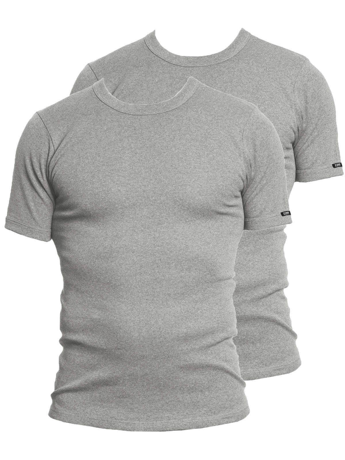 KUMPF Unterziehshirt 2er Sparpack Herren T-Shirt Bio Cotton (Spar-Set, 2-St) hohe Markenqualität stahlgrau-melange | Unterhemden