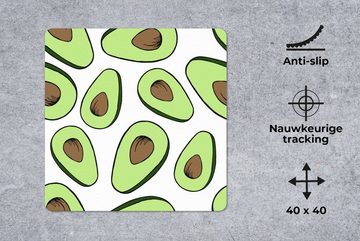 MuchoWow Gaming Mauspad Avocado - Muster - Pastell (1-St), Mousepad mit Rutschfester Unterseite, Gaming, 40x40 cm, XXL, Großes