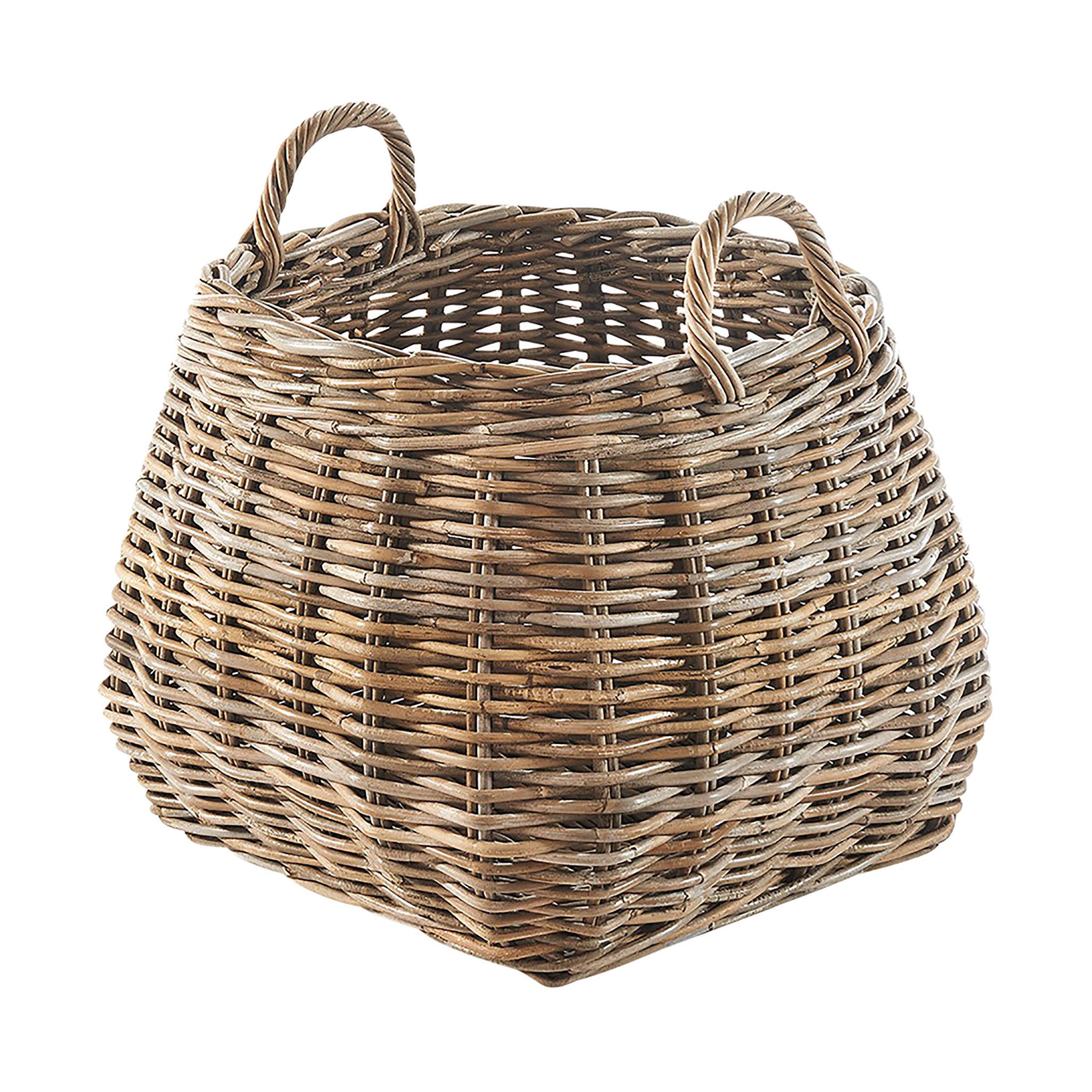 Aufbewahrungskorb Korb aus Rattan geflochten kubu grey mit Henkeln