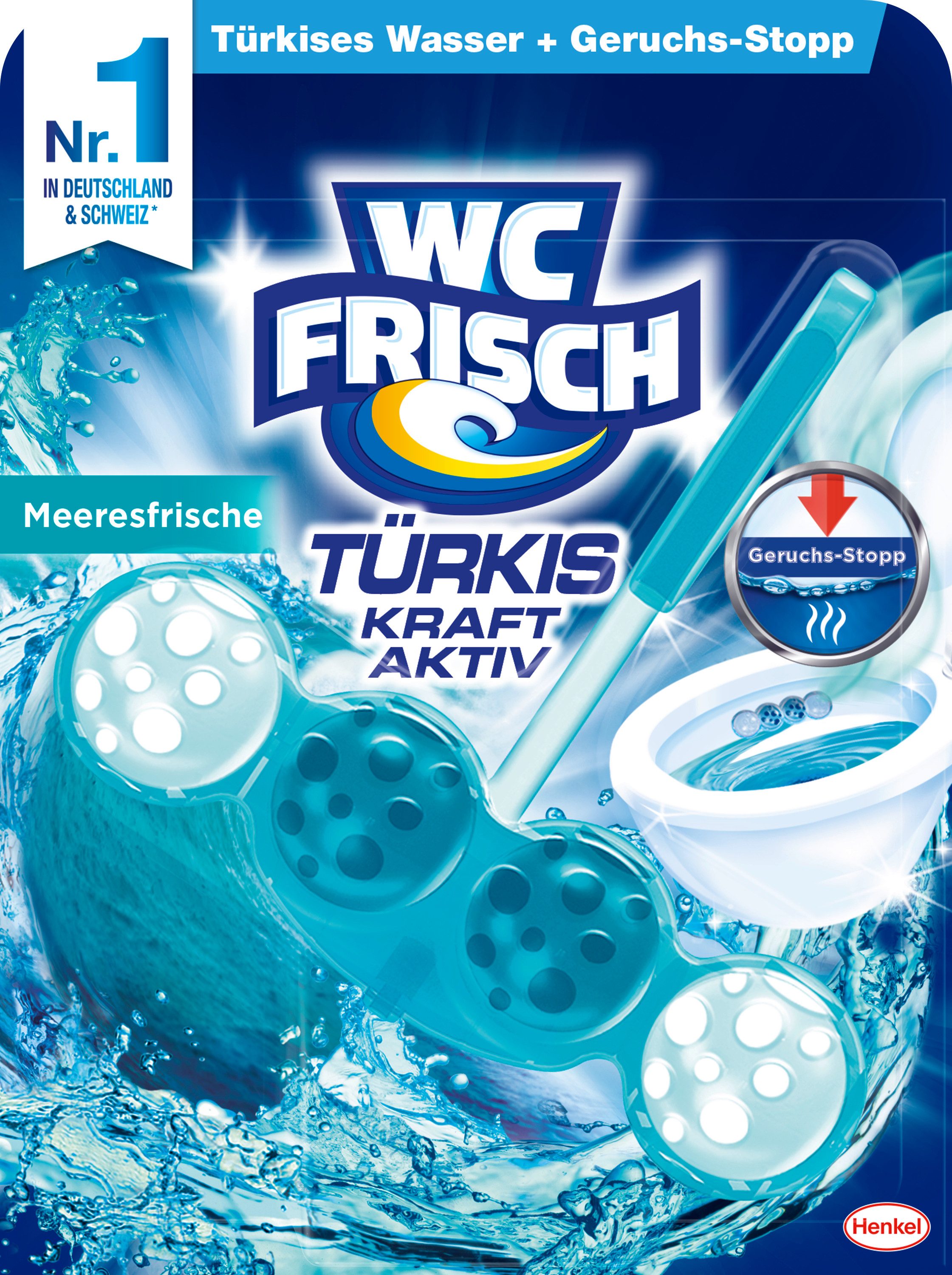 WC Frisch Kraft-Aktiv Türkisspüler Meeresfrische WC-Reiniger (1-St. Farbspüler mit Anti-Kalk-Formel & langanhaltender Frische)