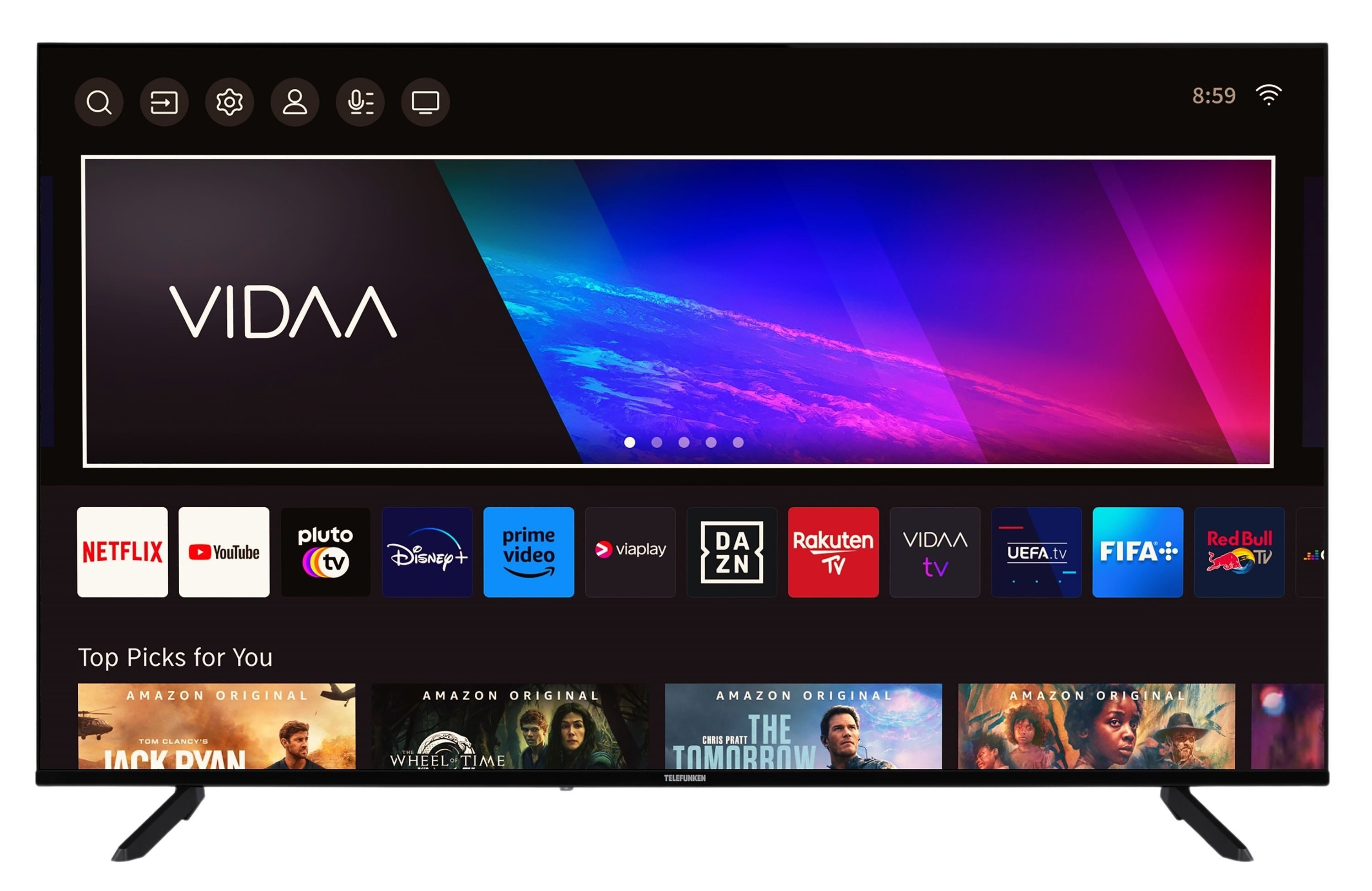 Telefunken D65Q920B2CW QLED-Fernseher (164 cm/65 Zoll, 4K Ultra HD, VIDAA Smart TV, VIDAA Smart TV, HDR Dolby Vision, Triple-Tuner, 6 Monate HD)