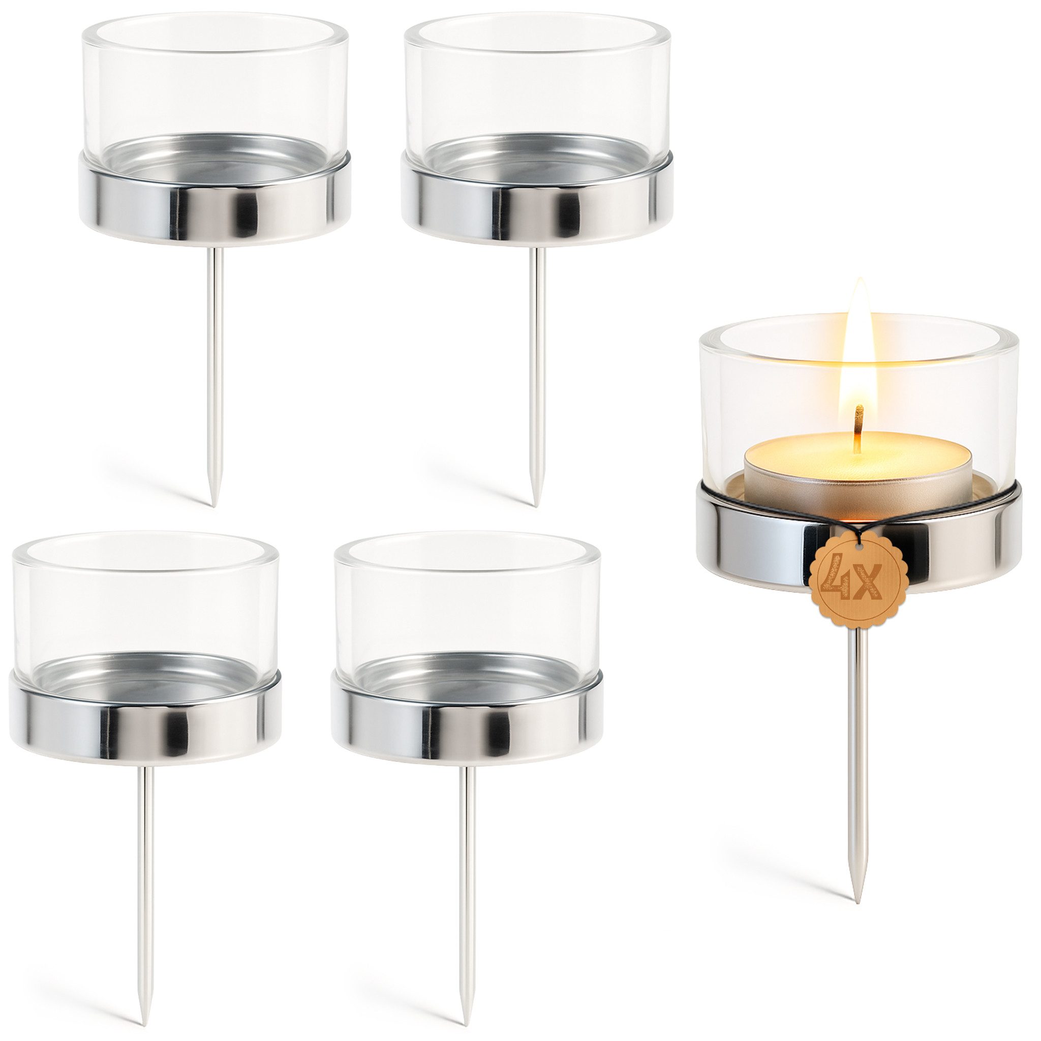 matches21 HOME & HOBBY Kerzenhalter Teelichthalter 4er Set Metall Silber & günstig online kaufen