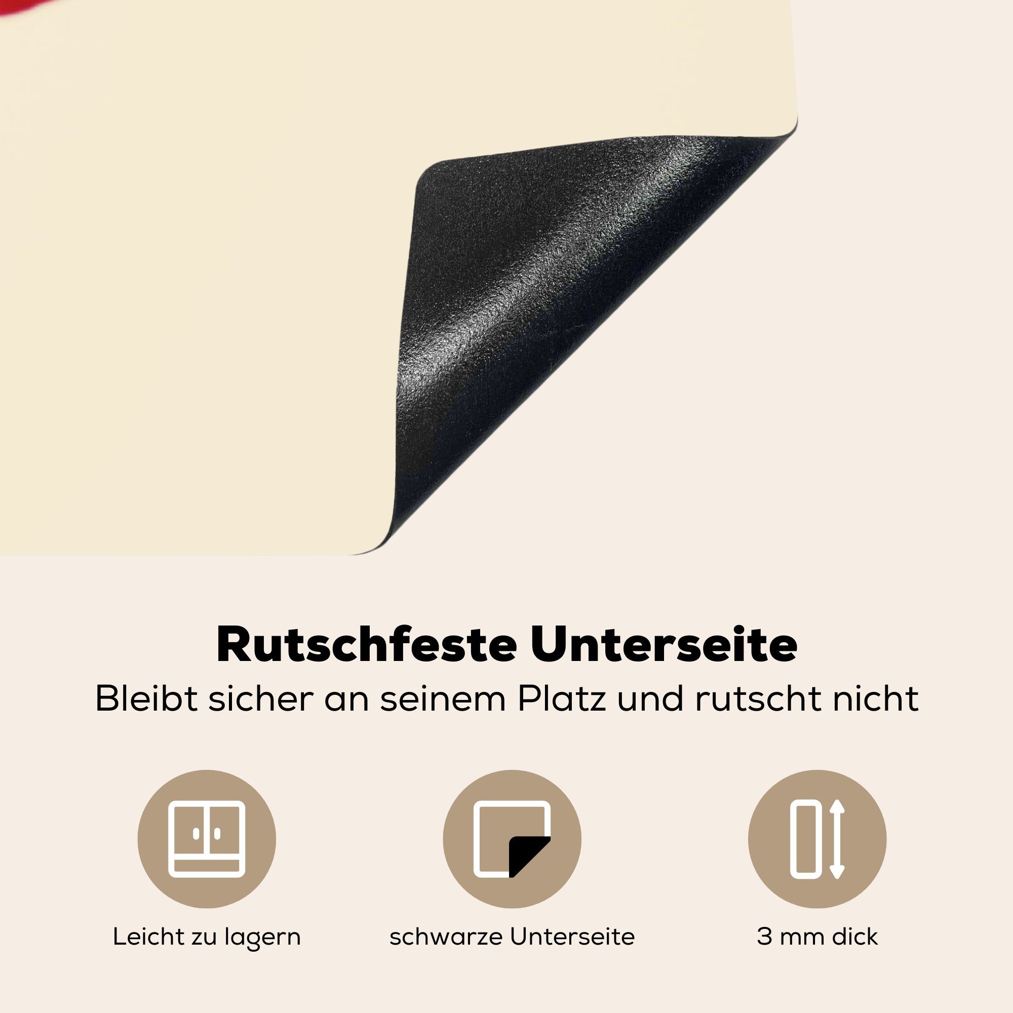 Arbeitsplatte Mohnblume, MuchoWow Herdblende-/Abdeckplatte 78x78 Vinyl, einer Ceranfeldabdeckung, Nahaufnahme tlg), für (1 roten küche cm,