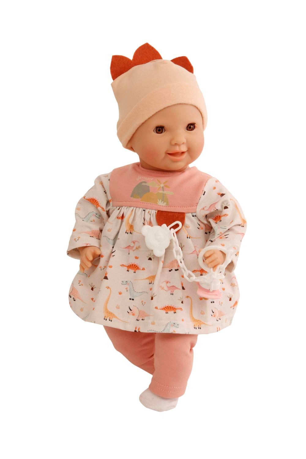 Schildkröt Babypuppe Schnullerbaby Lenchen 37 cm, Malhaar, braune Schlafaugen NEU 2025, hübsch gekleidet NEU 2025