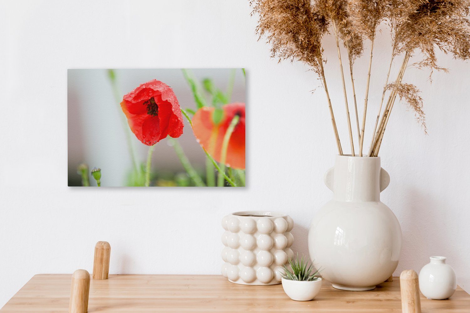 OneMillionCanvasses® Leinwandbild cm Tau roten St), Mohnblume, Aufhängefertig, auf Leinwandbilder, einer Wandbild (1 30x20 Wanddeko,