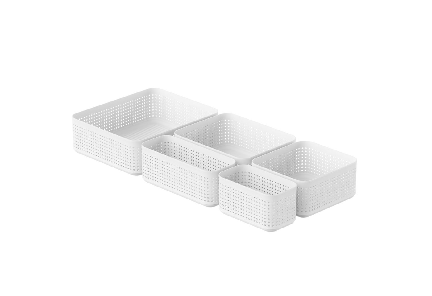 ROTHO Organizer WOP Organizer Set 5er XS bis XL für Schubladen und Schrank (Aufbewahrungsset), Modulares Ordnungssystem für Schubladen und Kleiderschränke